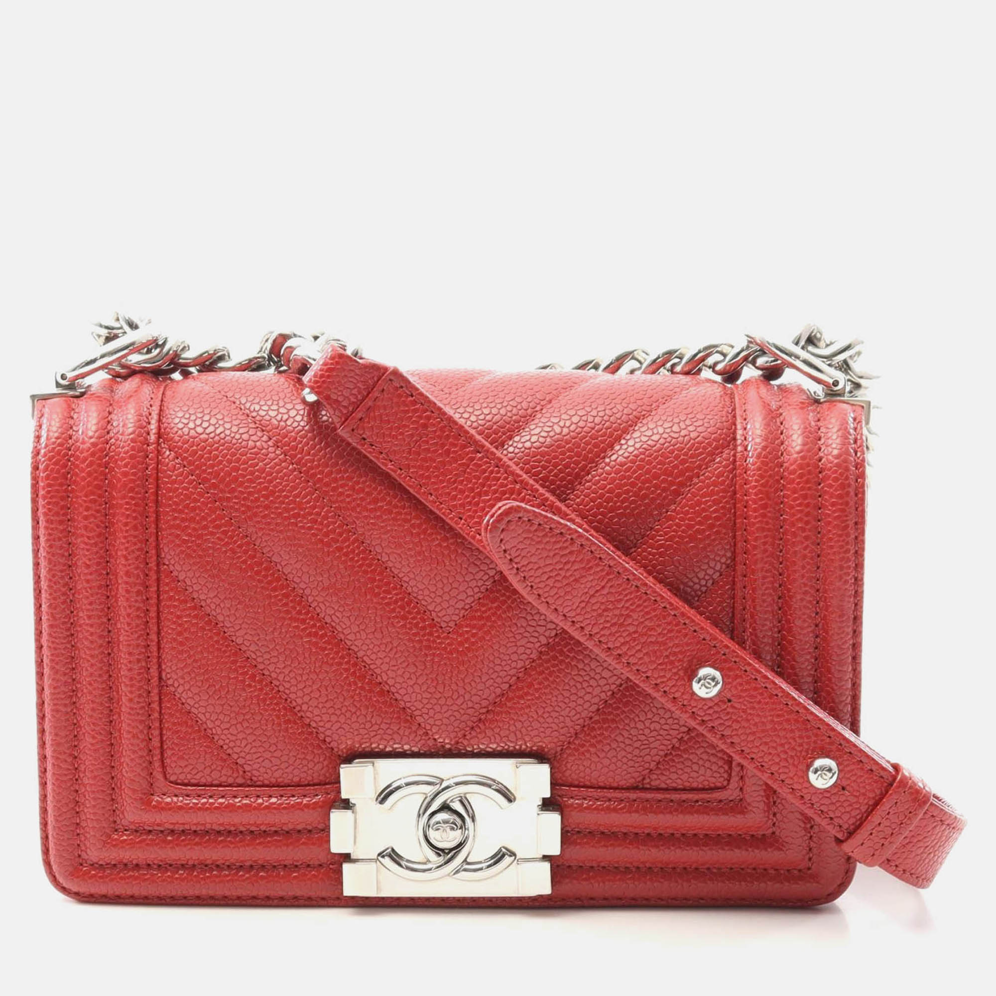 

Chanel Boy Chanel Small Red Calfskin Chain Shoulder Bag