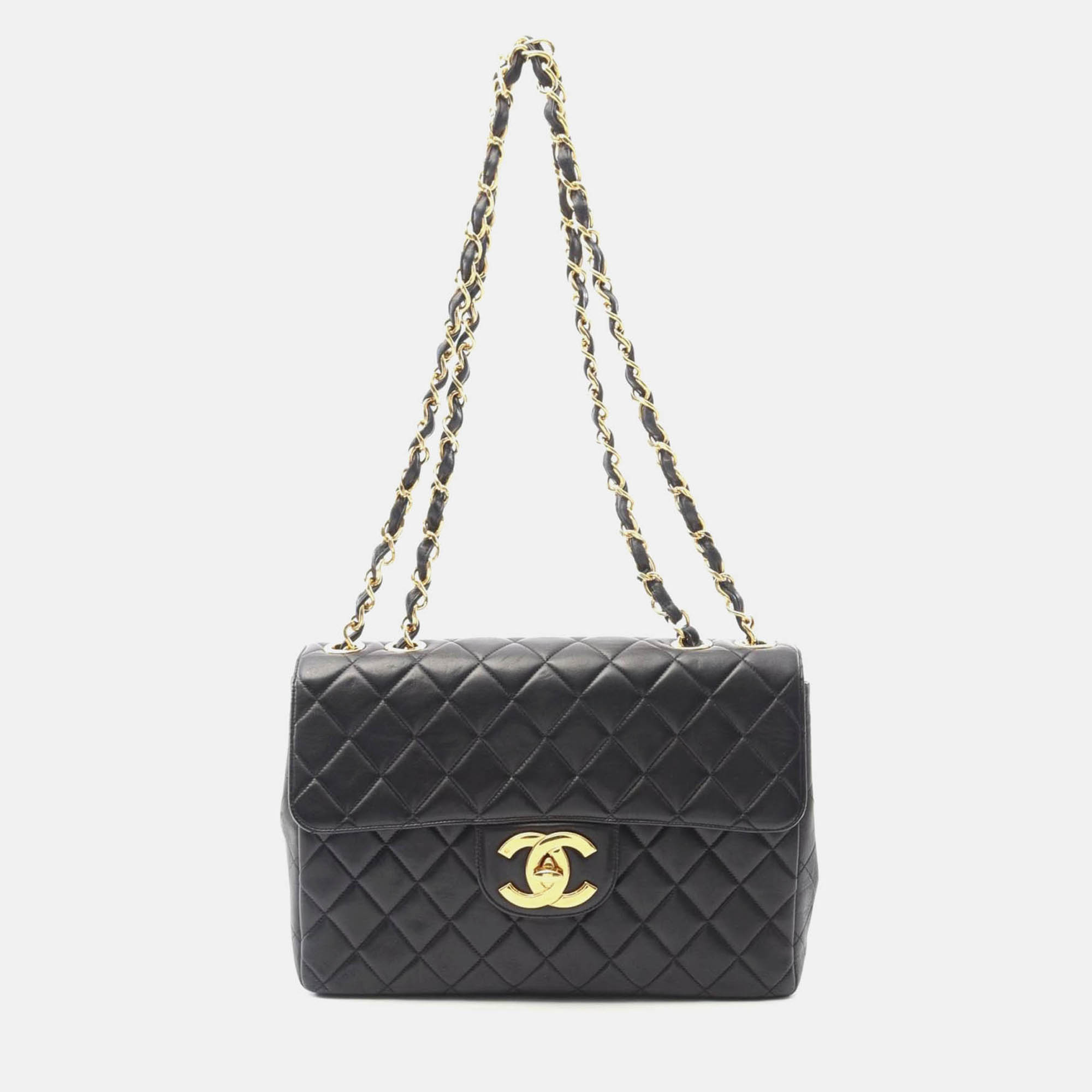 

Chanel Jumbo Matelasse 30 Single Flap Shoulder Bag Lambskin Black Ghw
