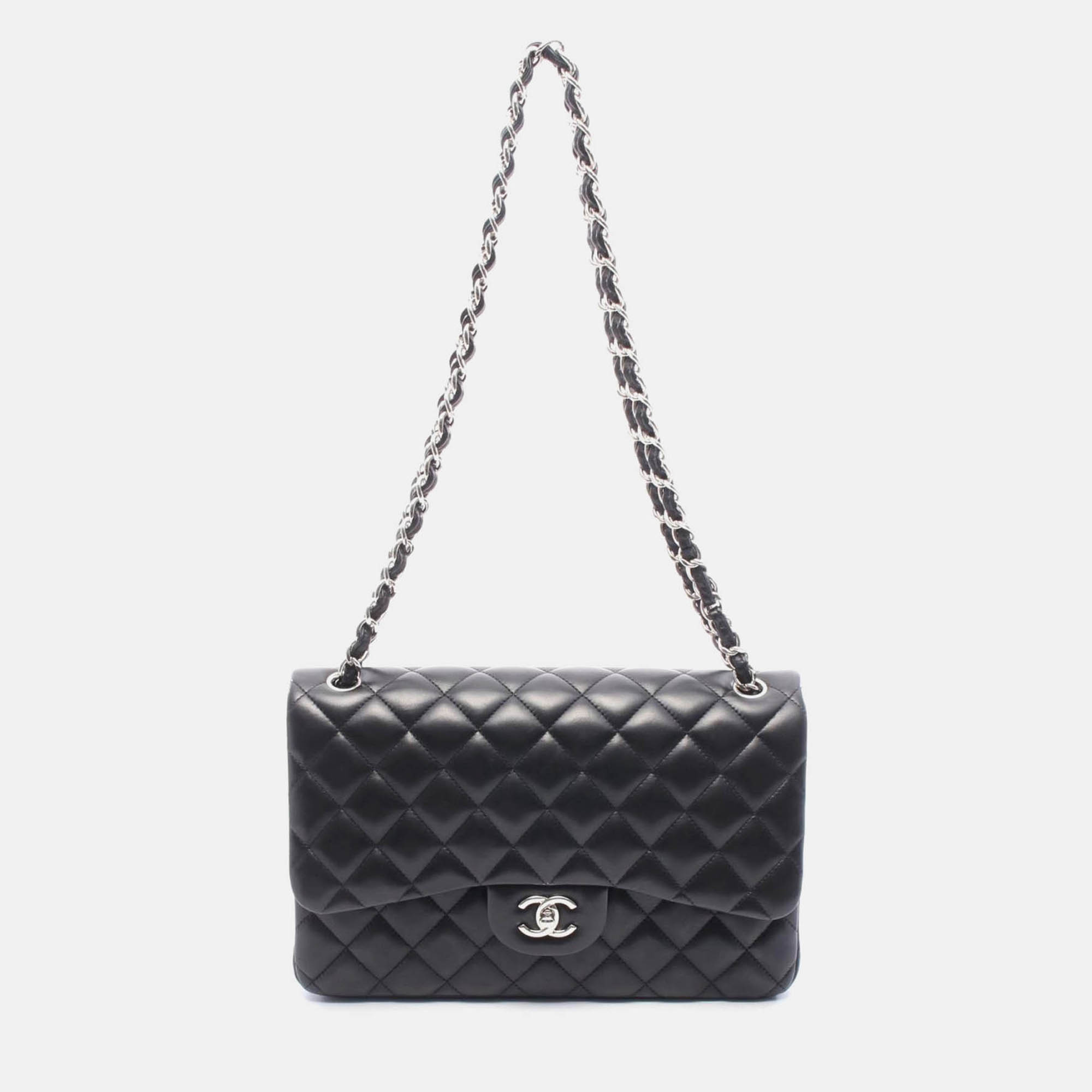 

Chanel Jumbo Matelasse 30 Classic Large Shoulder Bag Leather Black Cc