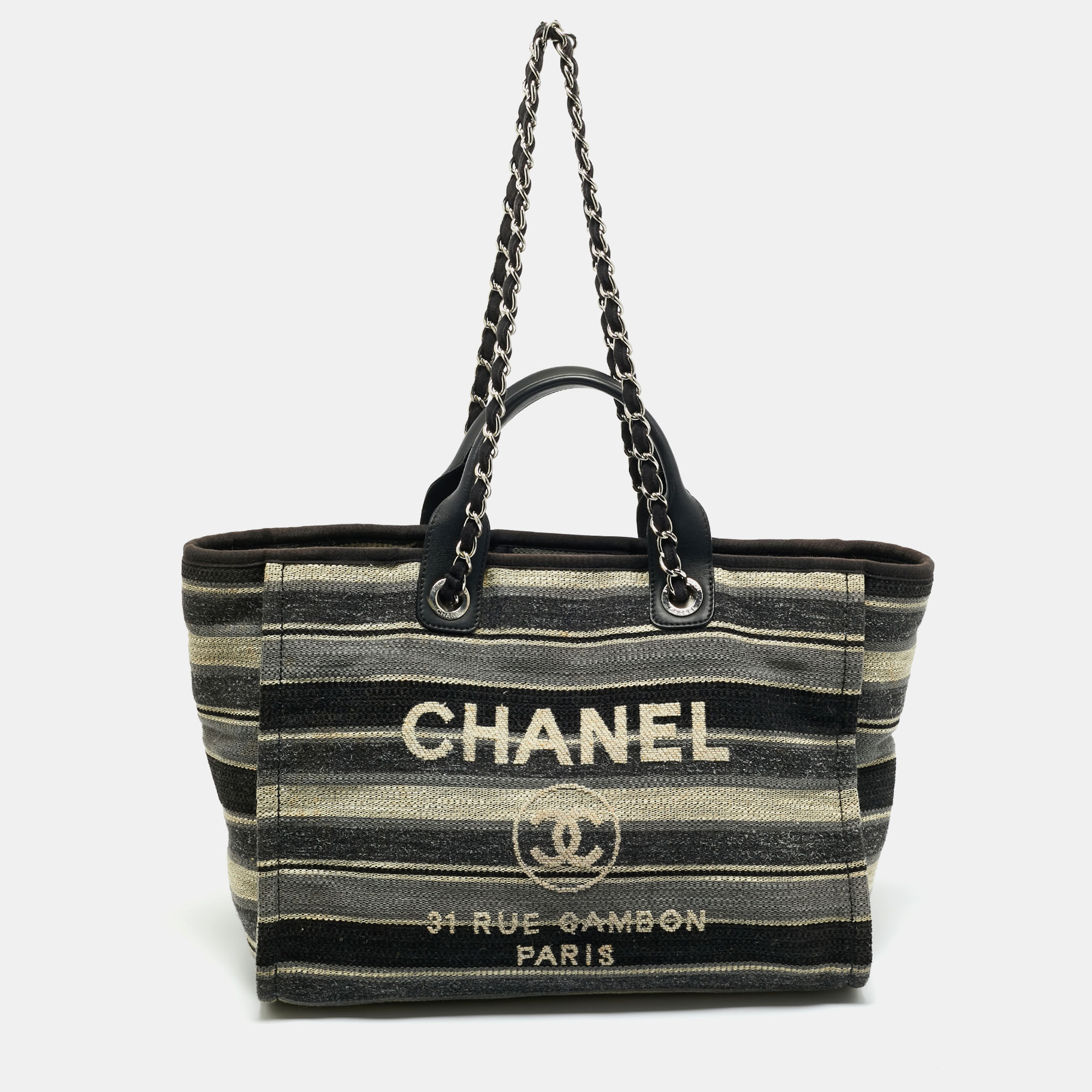 

Chanel Multicolor Striped Fabric  Deauville Shopper Tote