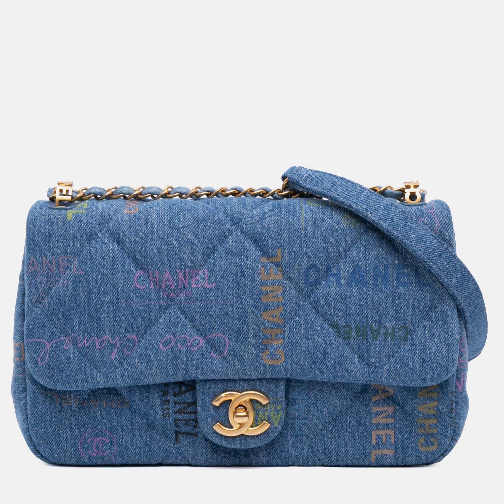 

Chanel Blue Medium Quilted Denim Mood Flap