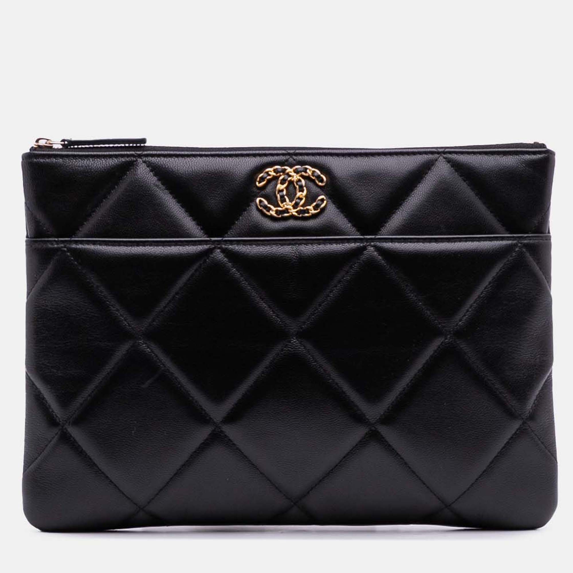 

Chanel Black Medium Lambskin 19 O Case Pouch