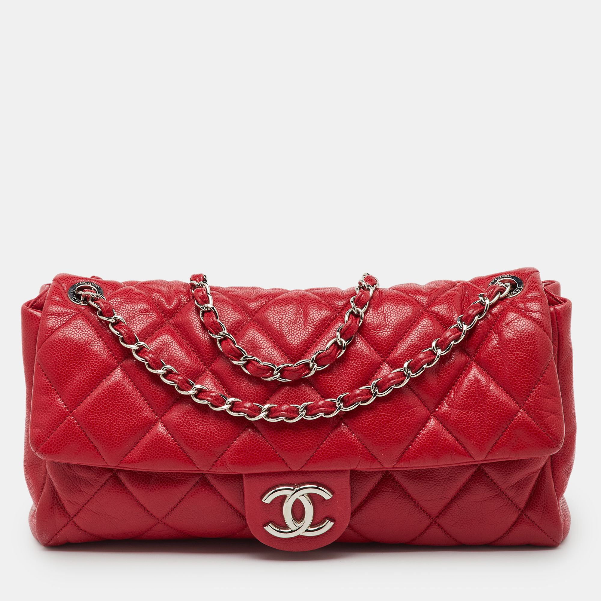 

Chanel Red Glazed Quilted Caviar Leather Medium Nature Flap Bag