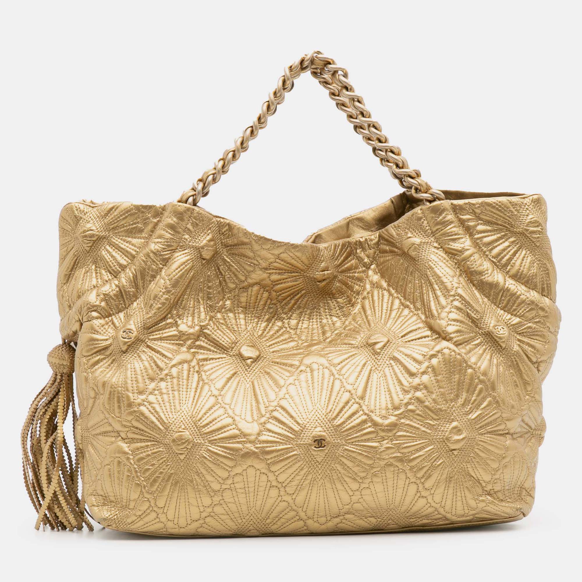 

Chanel Gold Quilted Calfskin Ca D'Oro Tote