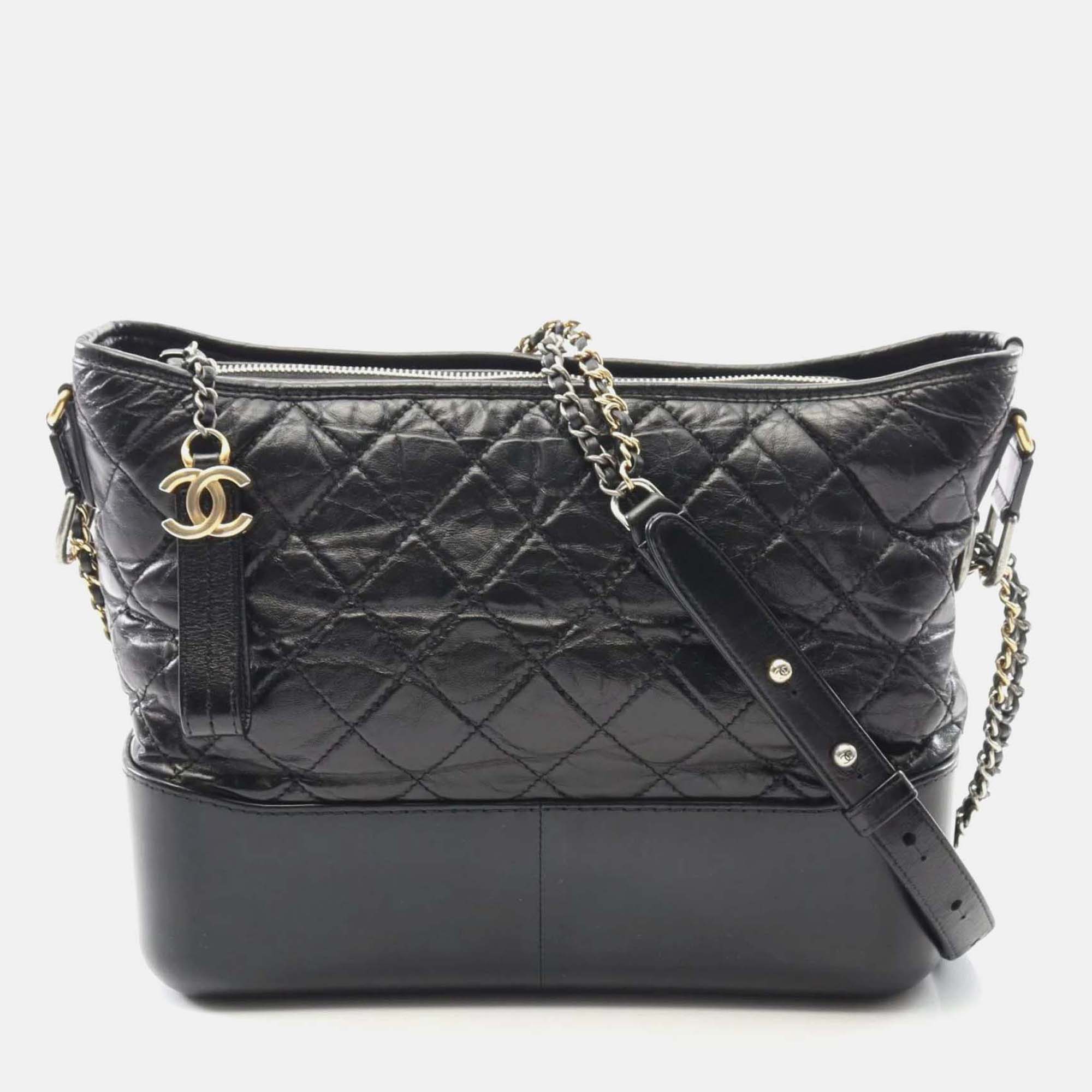 

Chanel Gabrielle Large Black Leather Hobo Bag