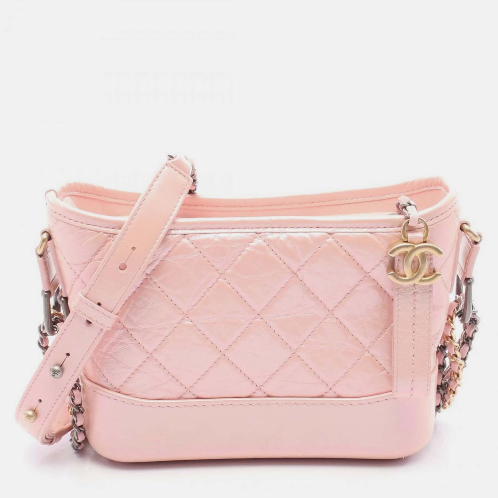 

Chanel Gabrielle Small Pink Leather Hobo Bag
