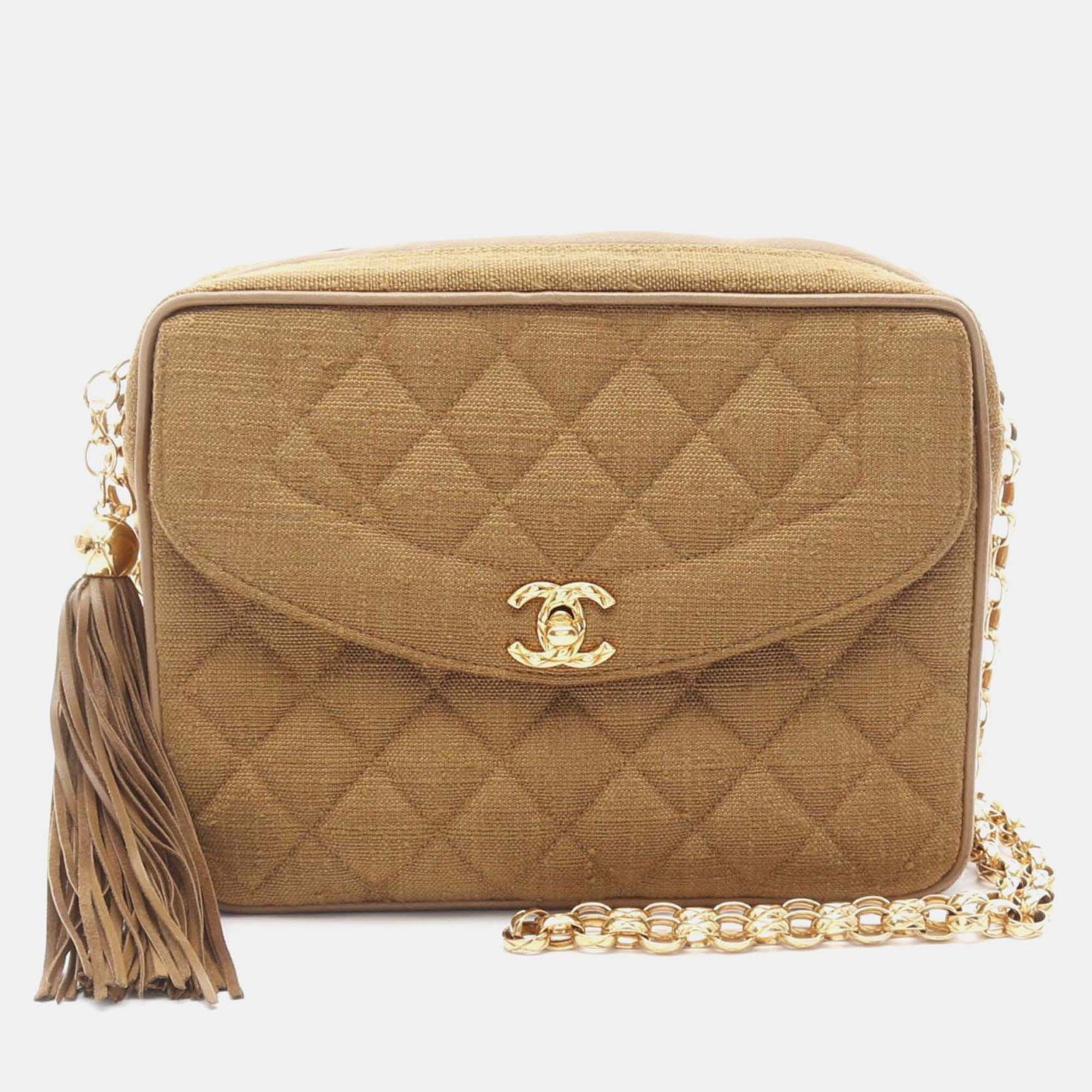 

Chanel CC Khaki Fabric Shoulder Bag, Beige