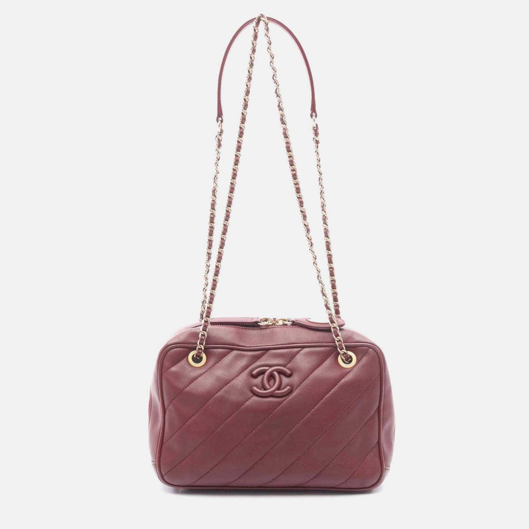 

Chanel CC Bordeaux Leather Camera Bag, Red
