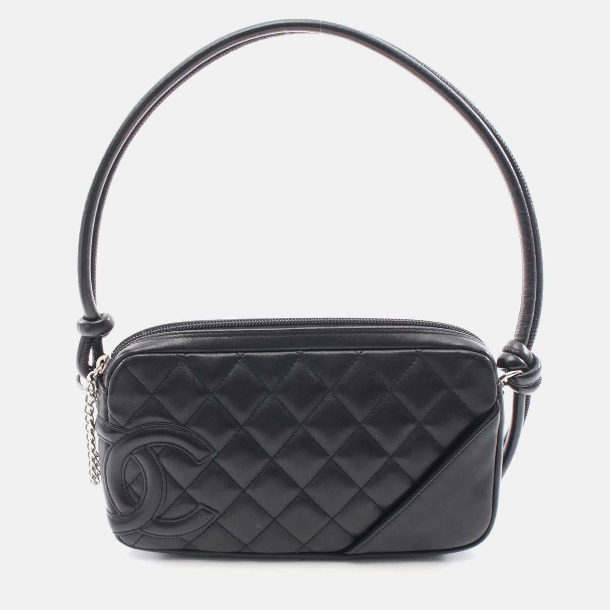 

Chanel Cambon Ligne Black Lambskin Leather Shoulder Bag