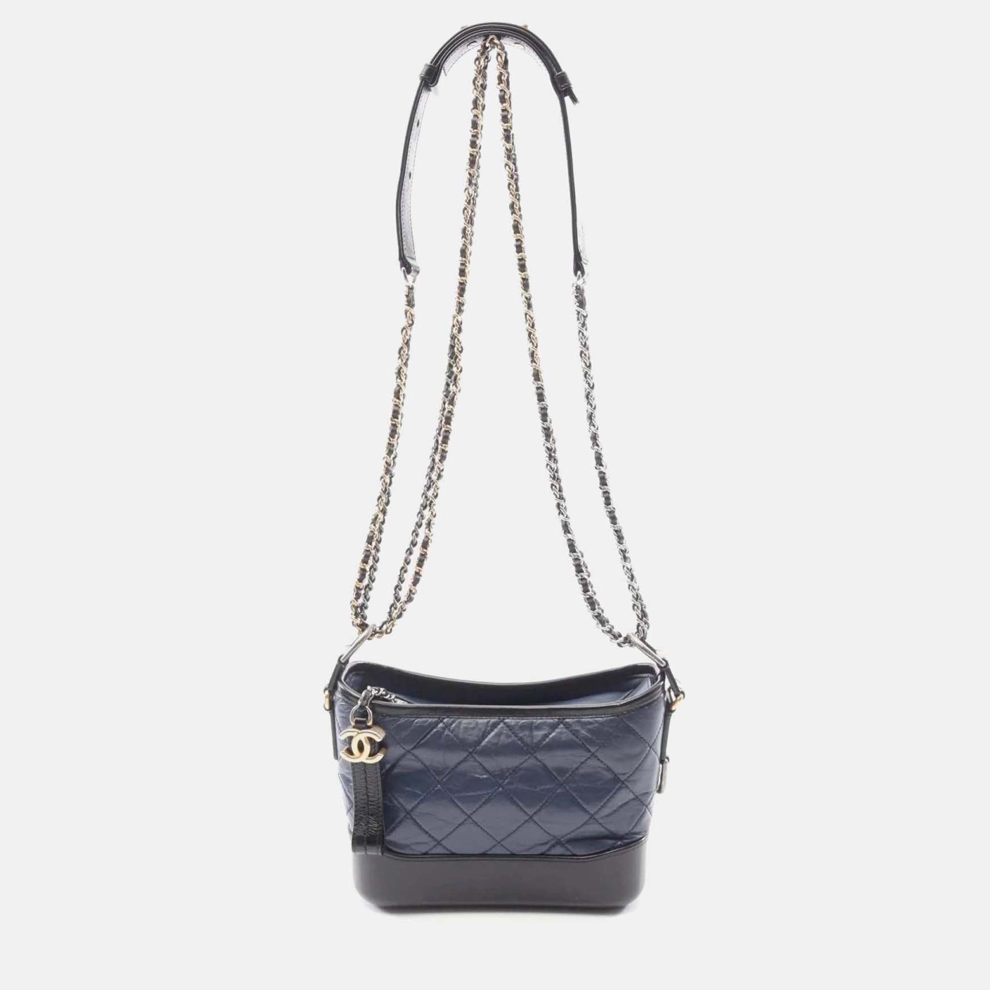 

Chanel Gabrielle De Chanel Small Blue/Black Leather Hobo Shoulder Bag