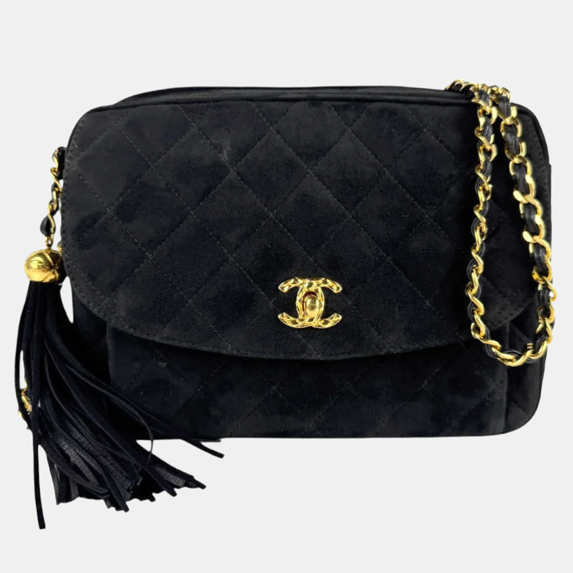 

Chanel CC Tassel Black Suede Shoulder Bag