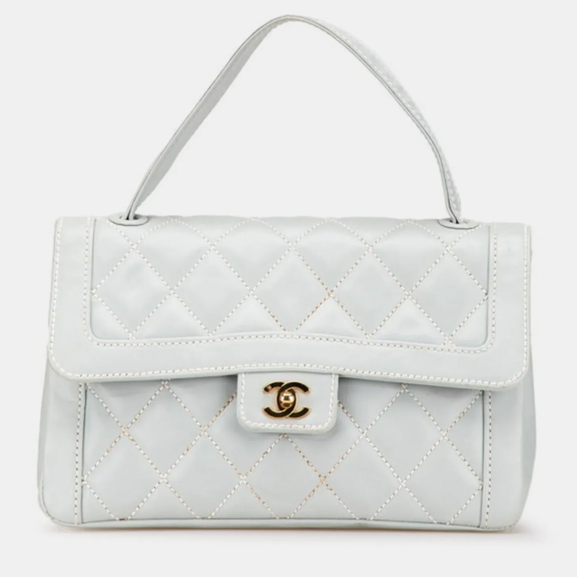 

Chanel Matelasse Wild Stitch Coco Mark Handbag Blue Lambskin