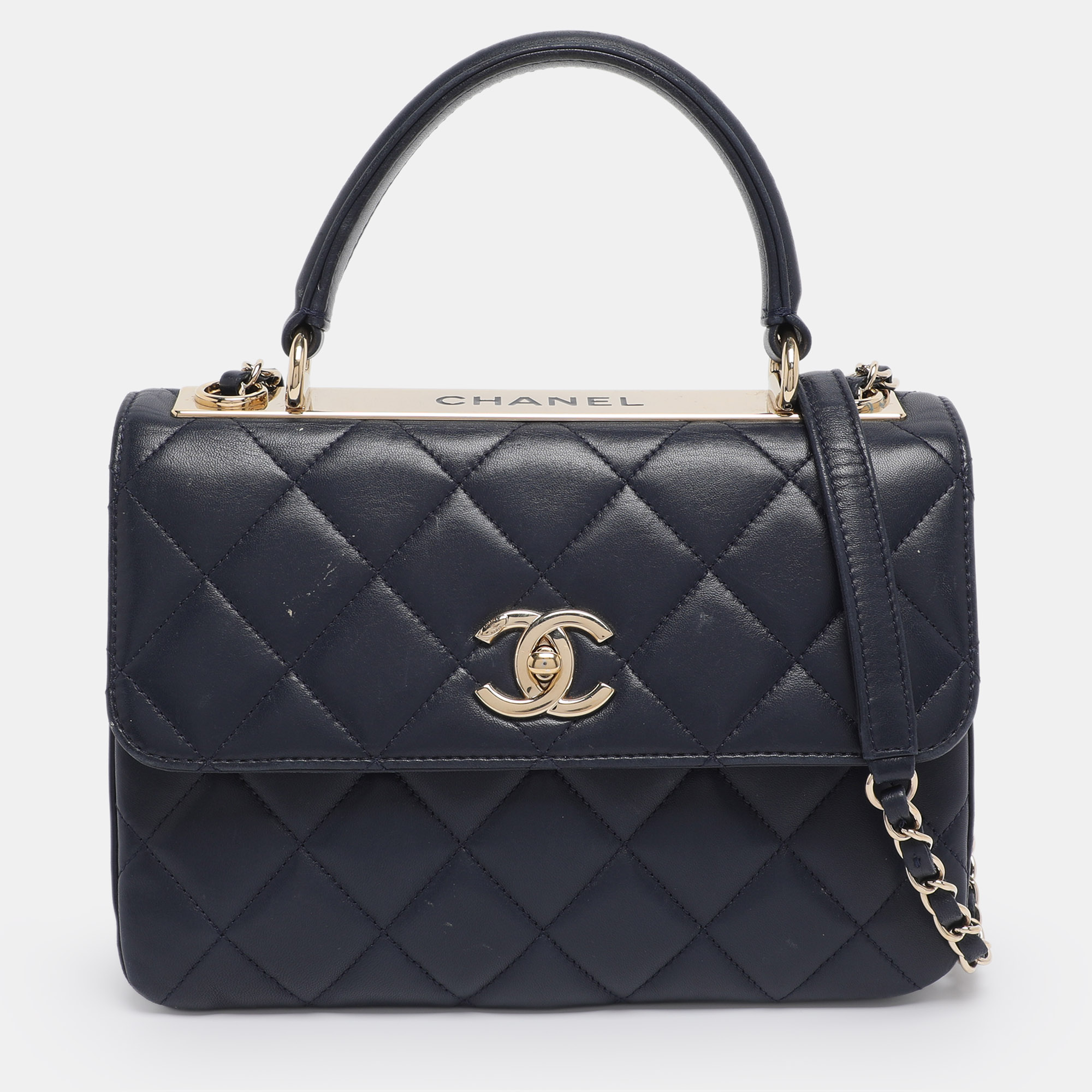 

Chanel Blue Quilted Leather Small Trendy CC Flap Top Handle Bag