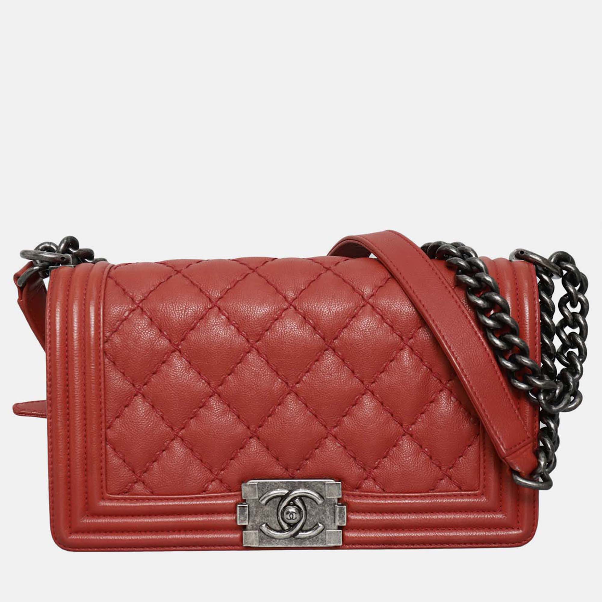 

Chanel Boy Old Medium Wild Stitch Red Calfskin Leather Shoulder Bag