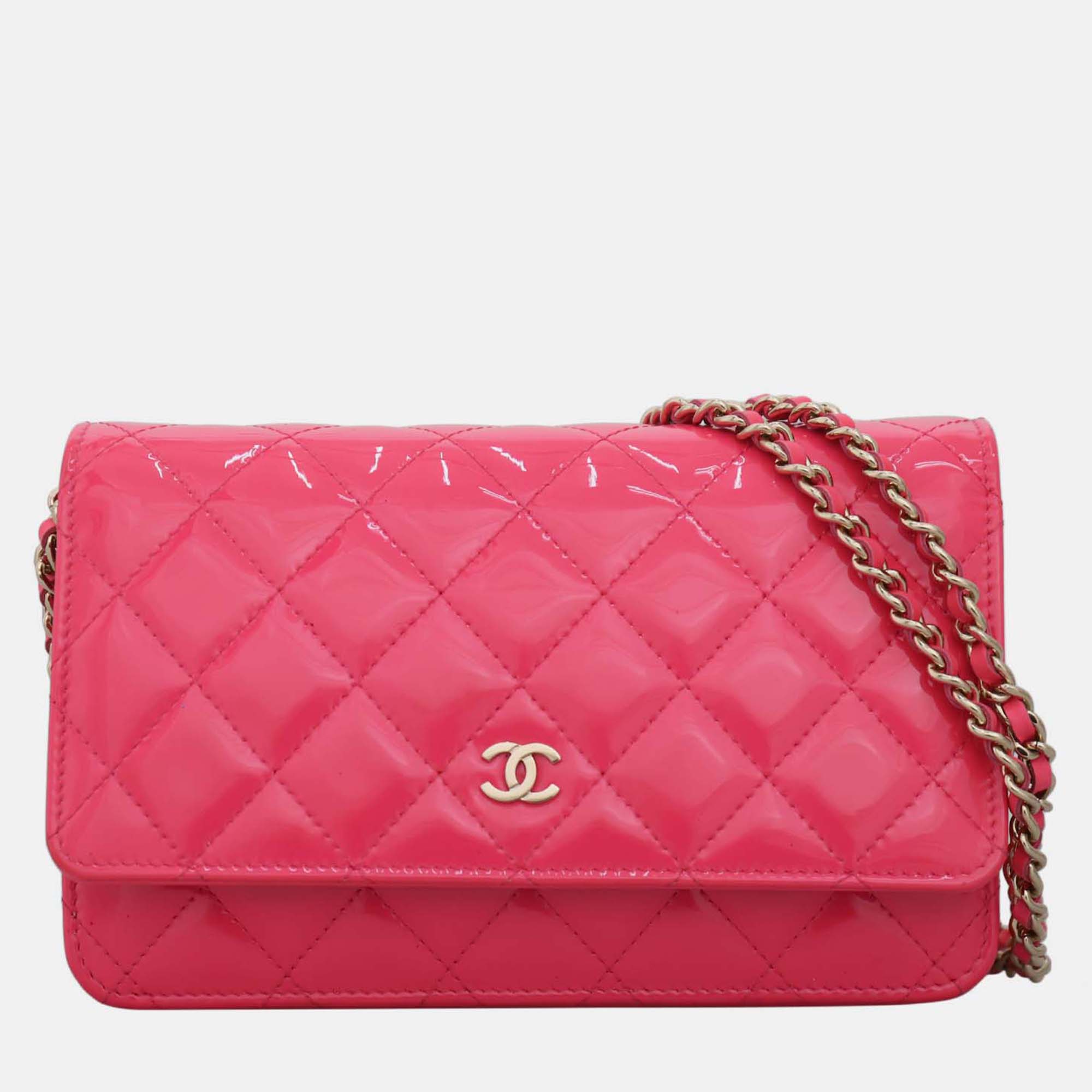 

Chanel Pink Patent Wallet On Chain
