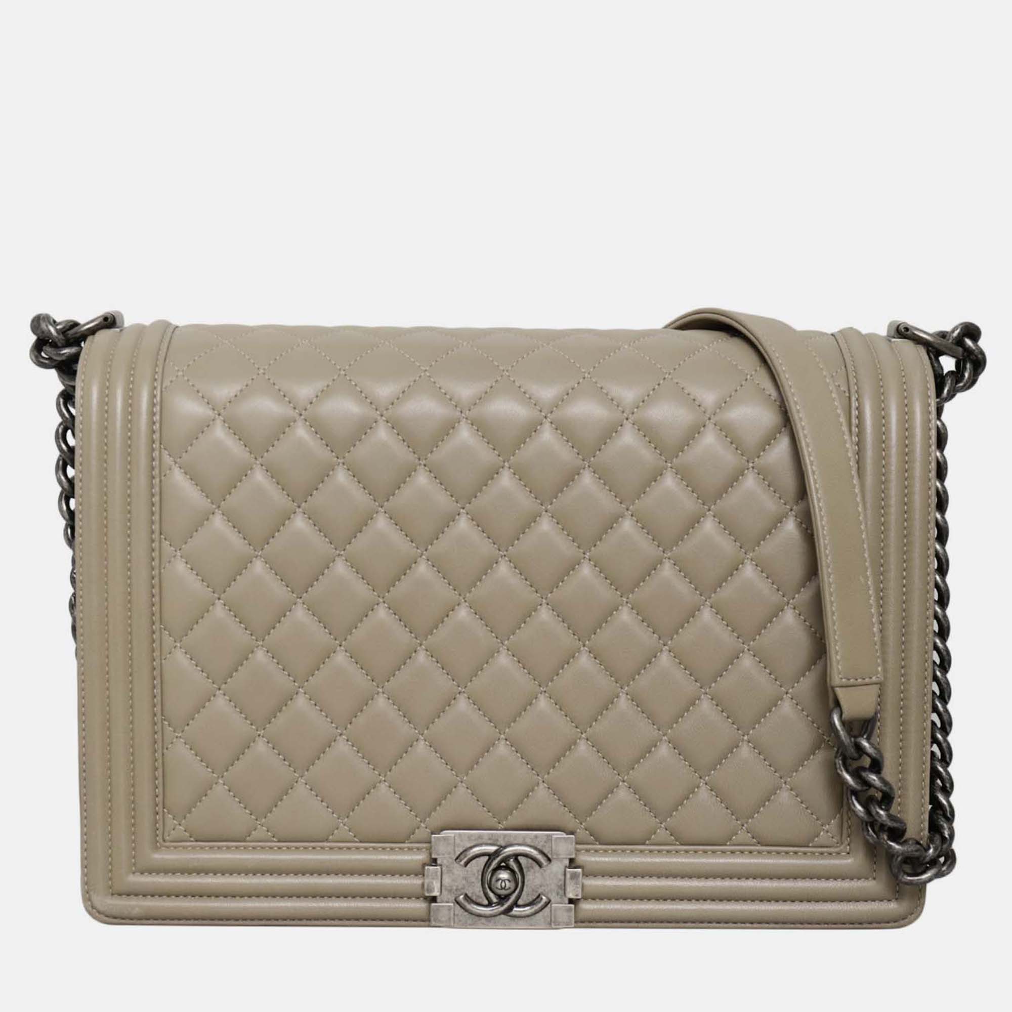 

Chanel Lambskin Beige Large Boy Bag