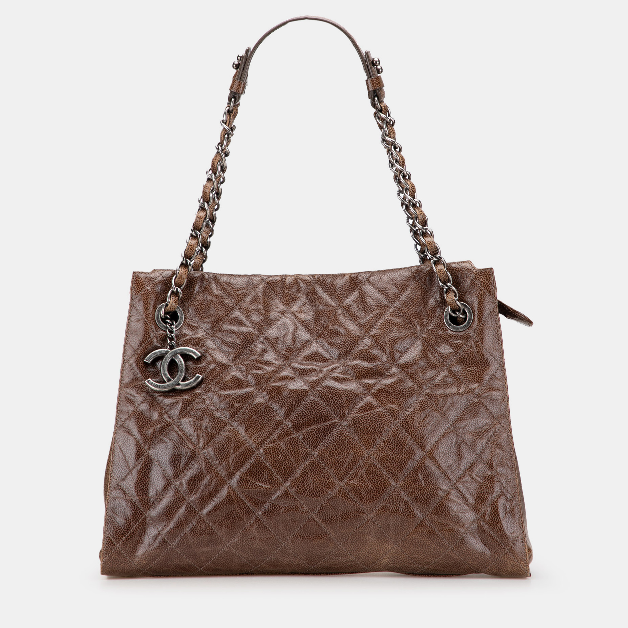 

Chanel Brown Quilted Glazed Caviar CC Crave Tote