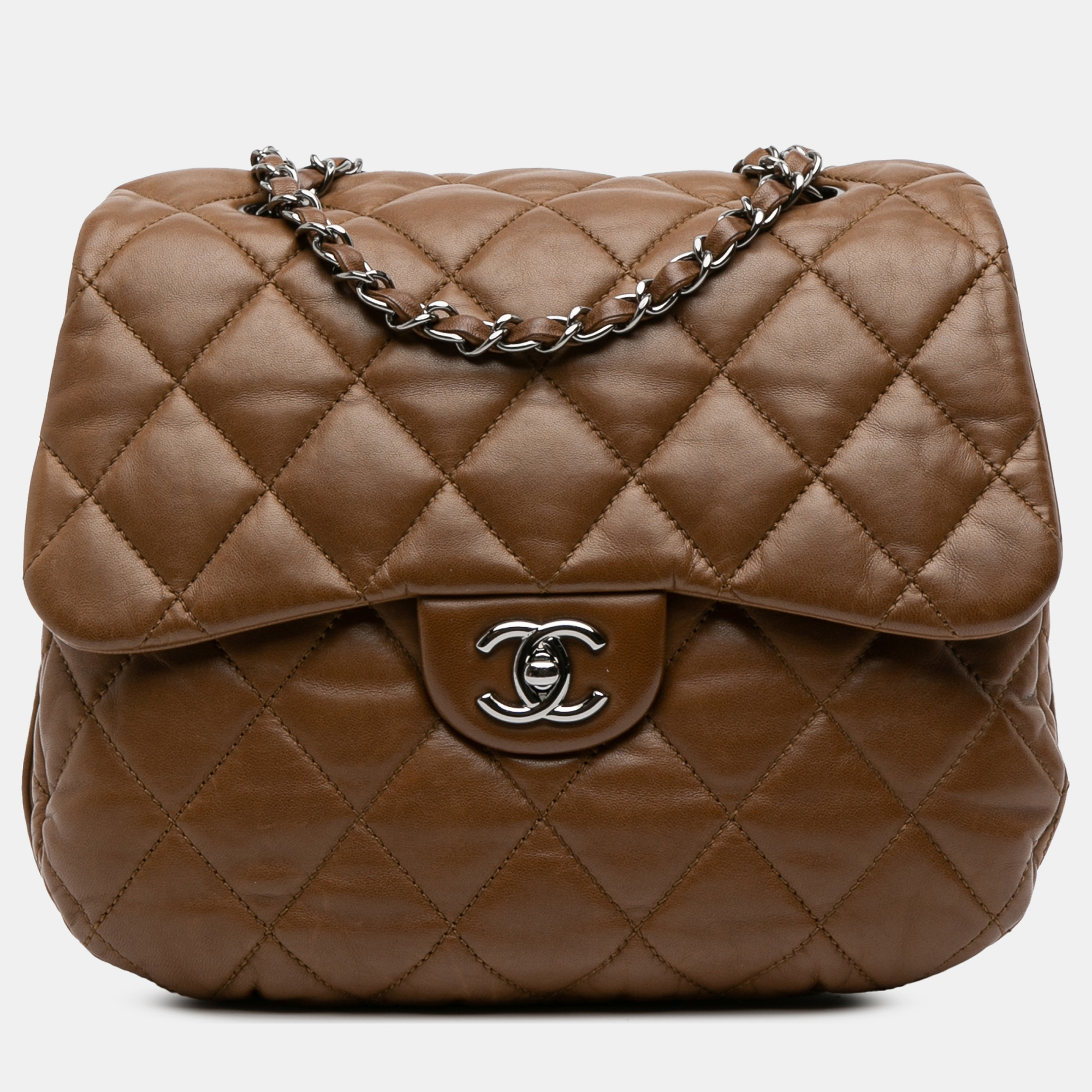 

Chanel Brown CC Quilted Lambskin 3 Flap