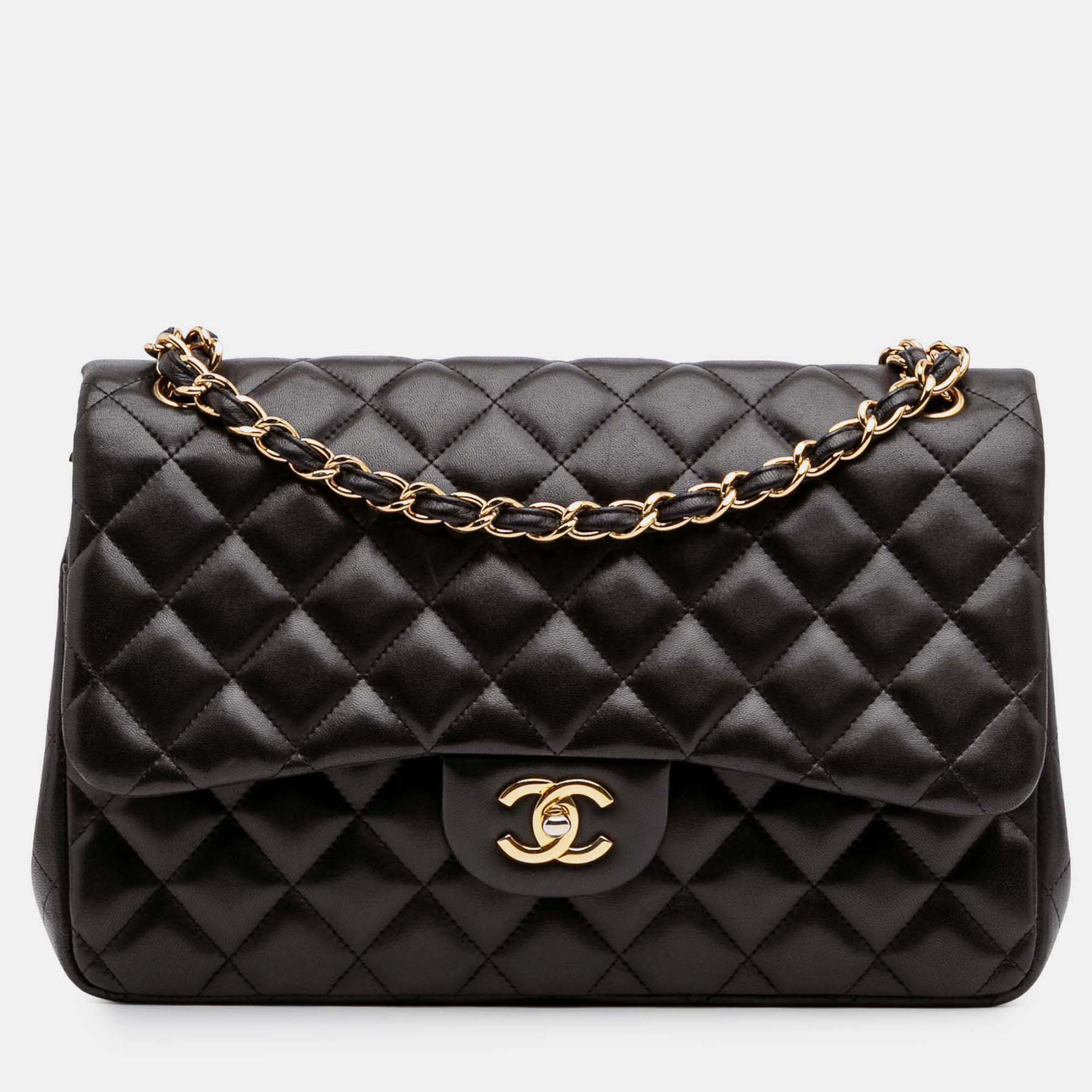 

Chanel Classic Double Flap Jumbo Black Lambskin Shoulder Bag