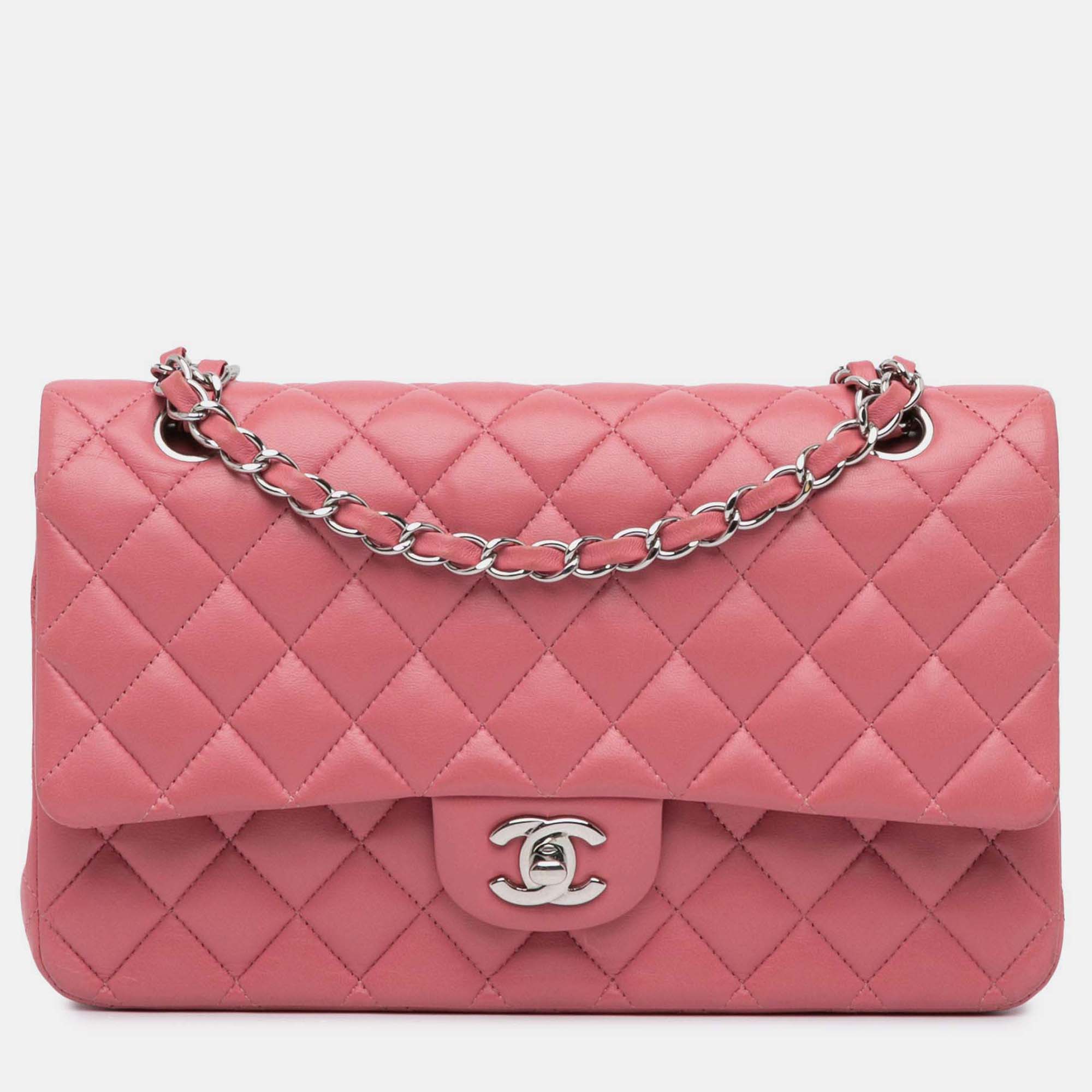 

Chanel Classic Double Flap Medium Pink Lambskin Shoulder Bag