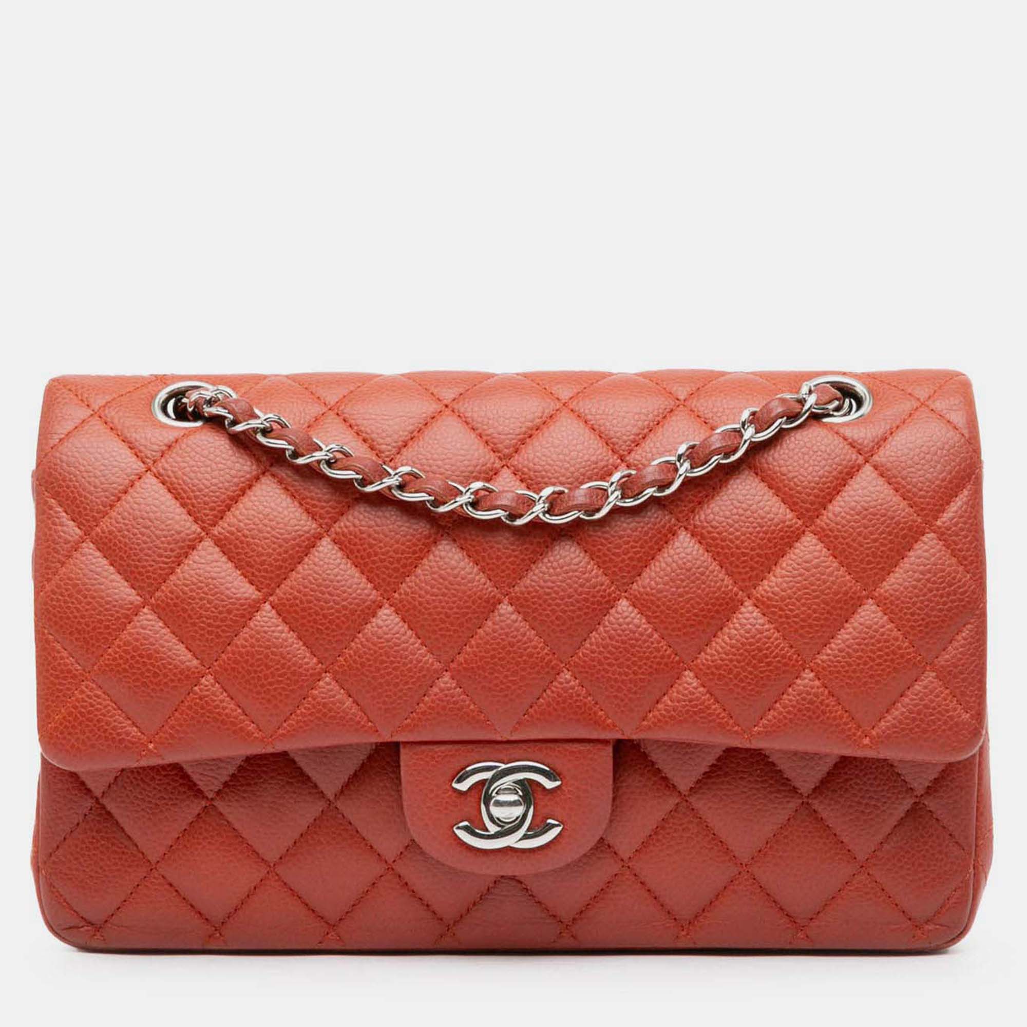 

Chanel Classic Double Flap Medium Orange Caviar Shoulder Bag