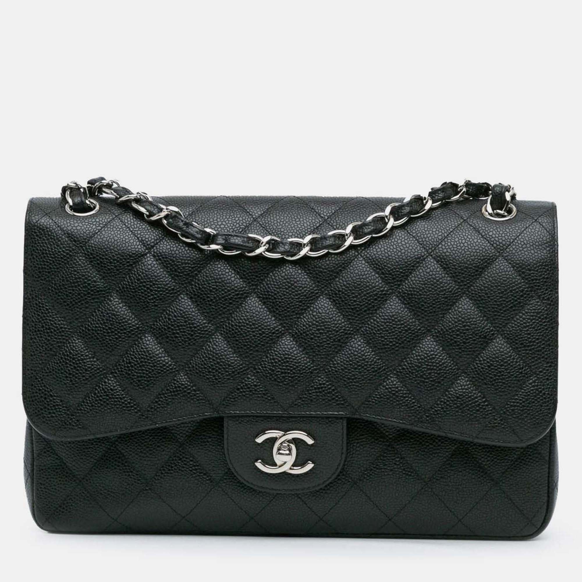 

Chanel Classic Double Flap Jumbo Black Caviar Shoulder Bag