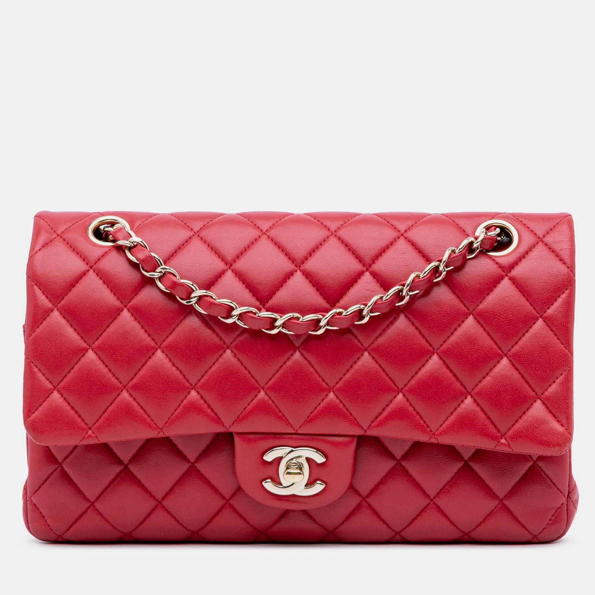 

Chanel Classic Double Flap Medium Red Lambskin Shoulder Bag