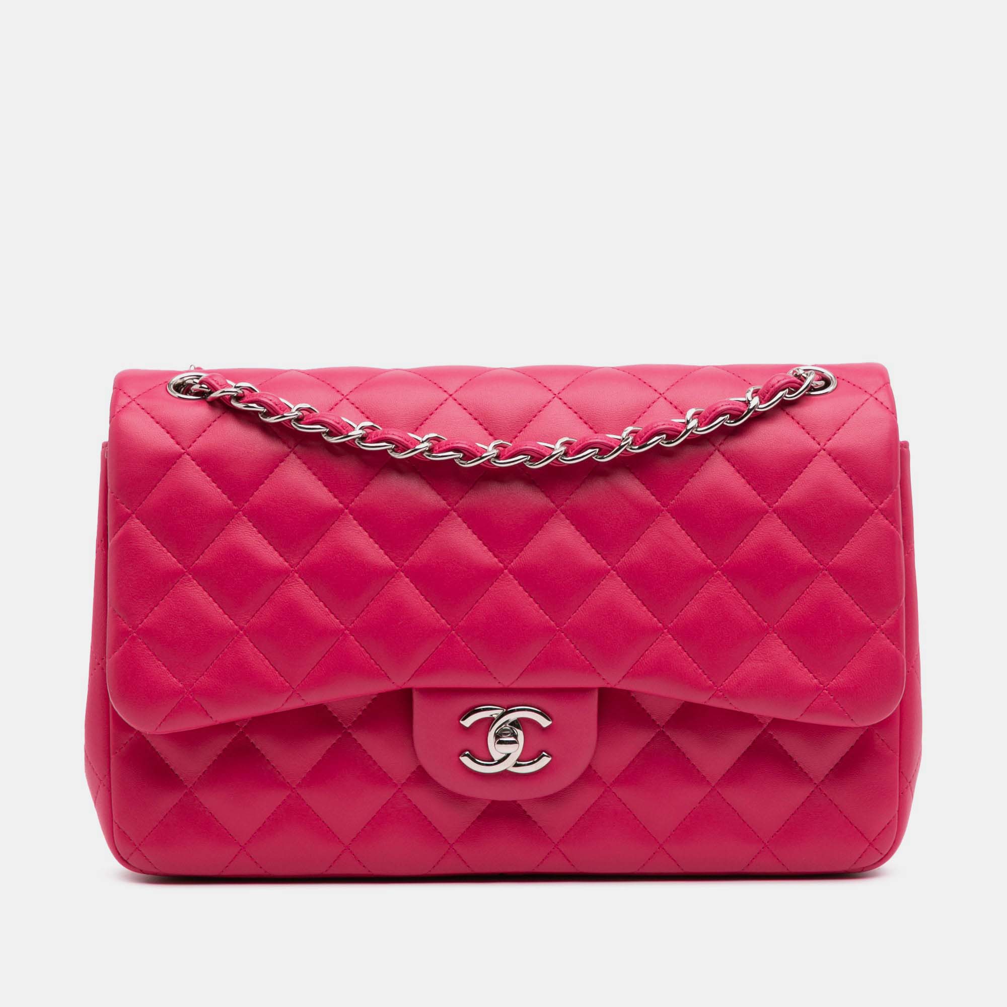 

Chanel Classic Double Flap Jumbo Pink Lambskin Shoulder Bag