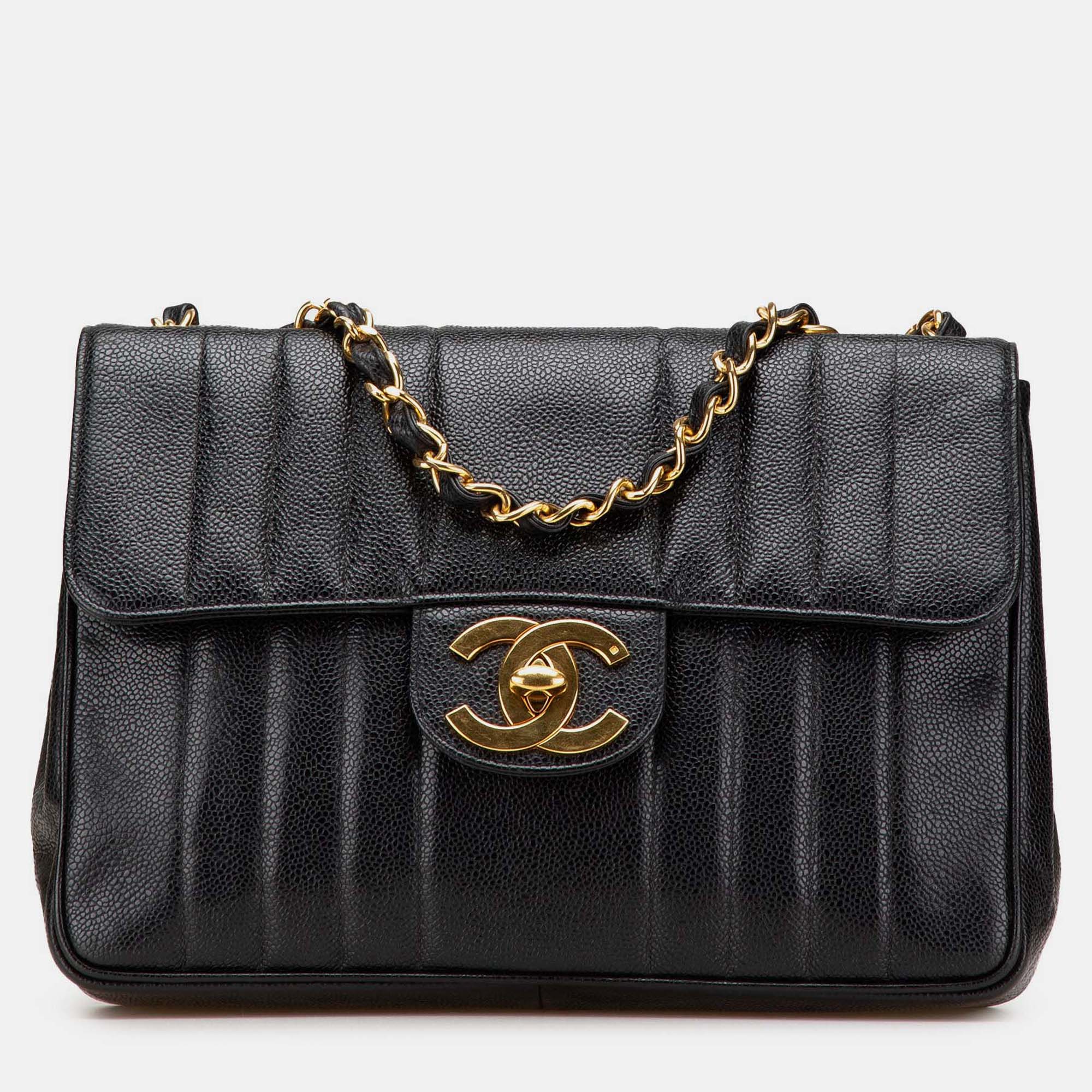 

Chanel Mademoiselle Flap Jumbo  Black Caviar Shoulder Bag