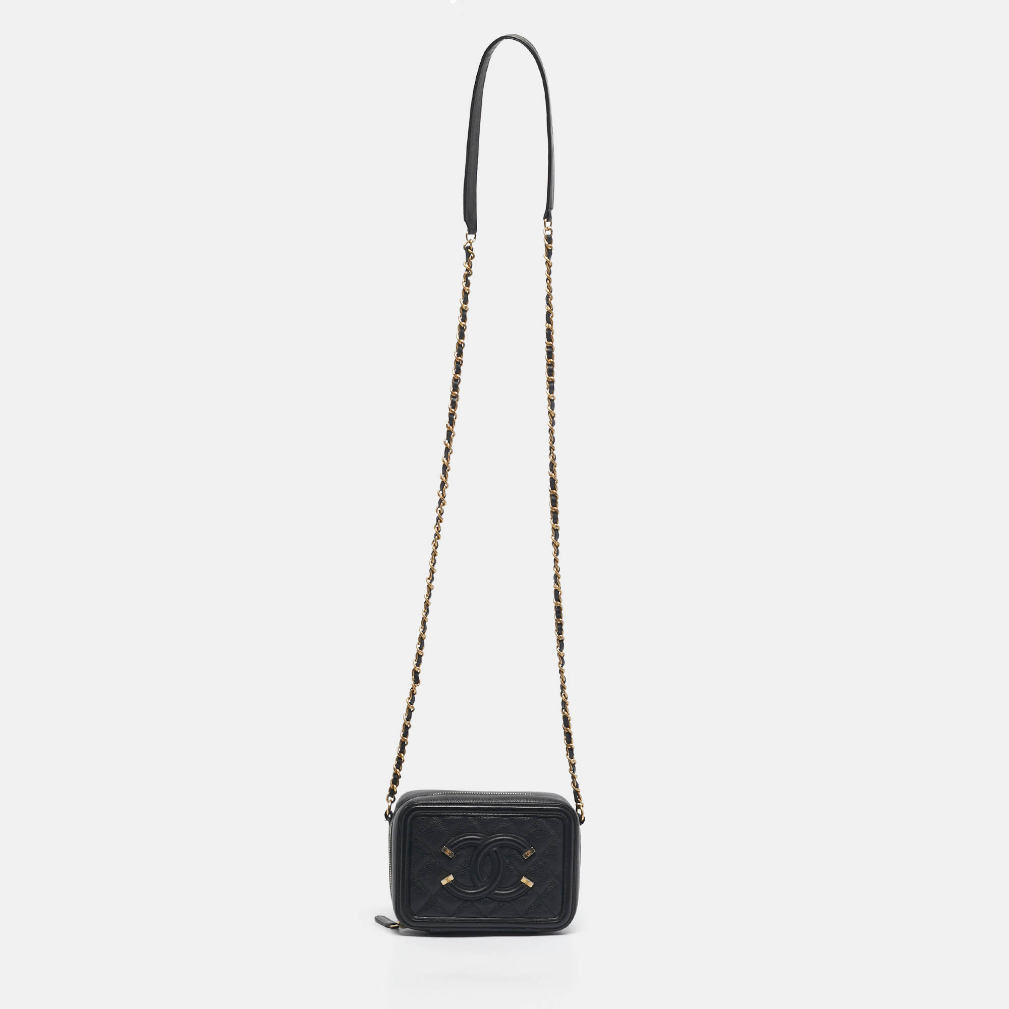 

Chanel Black Quilted Caviar Leather CC Filigree Vanity Bag