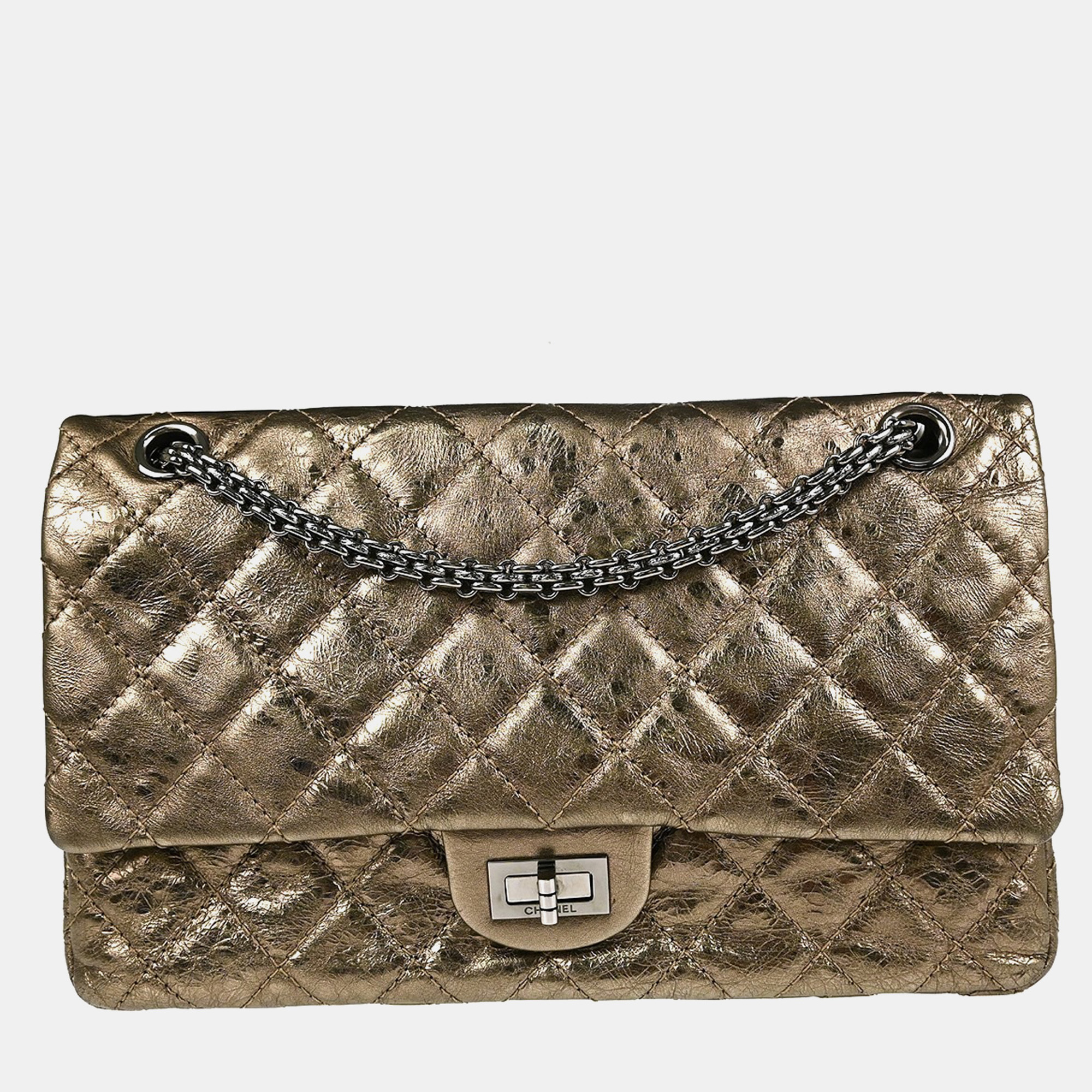 

Chanel 2.55 Double Flap Bronze Lambskin Shoulder Bag, Brown