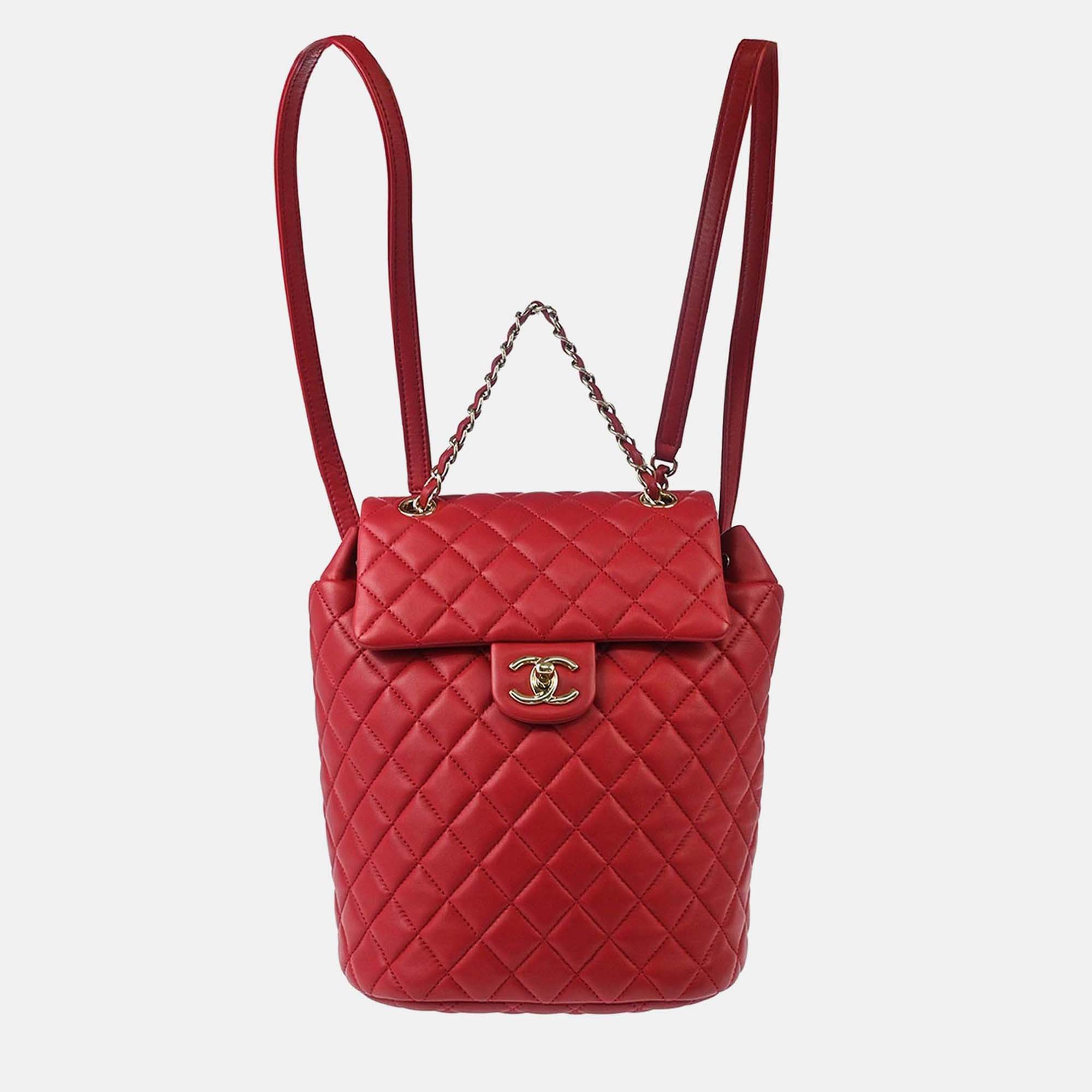 

Chanel Red Lambskin Urban Spirit Backpack