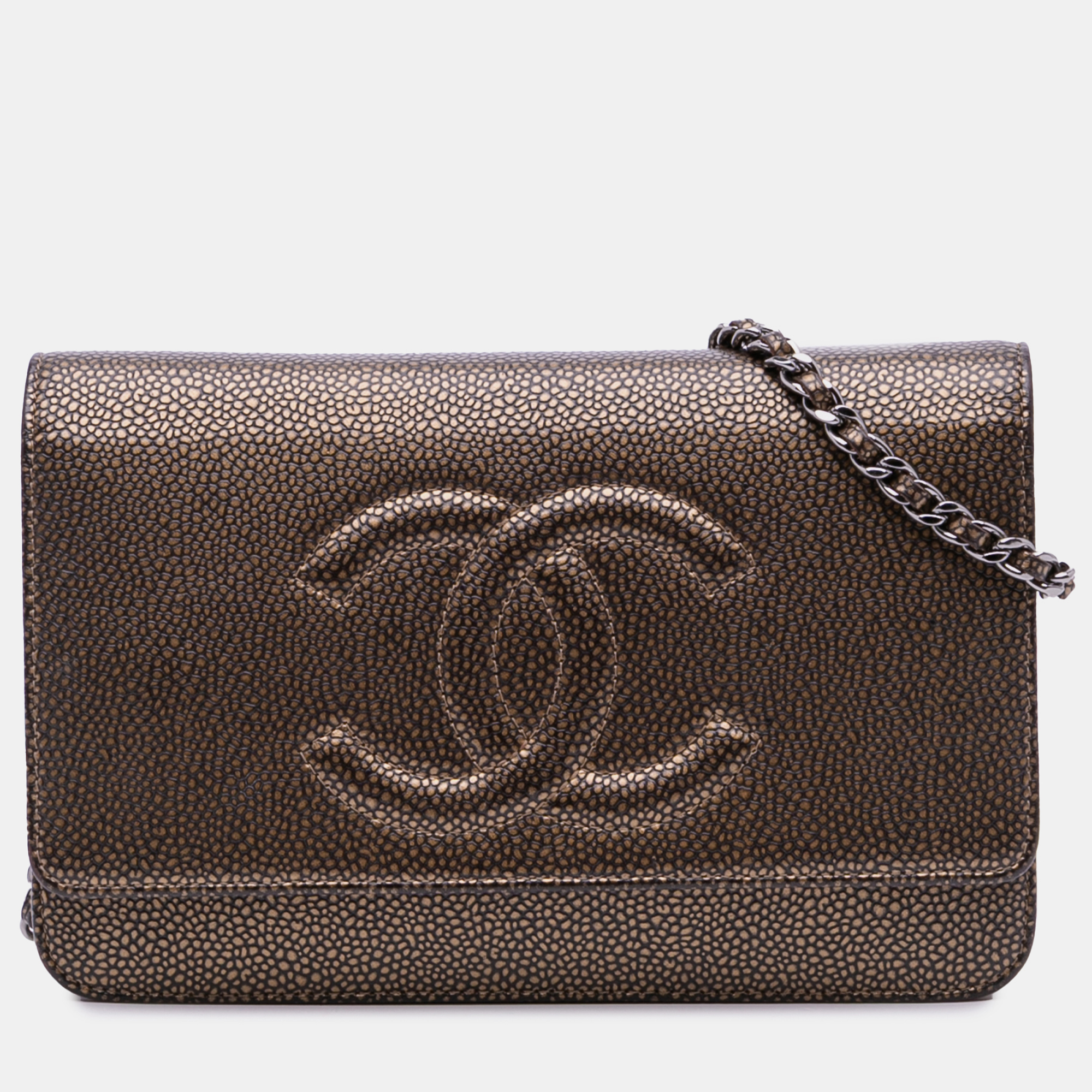 

Chanel Brown CC Metallic Caviar Wallet On Chain