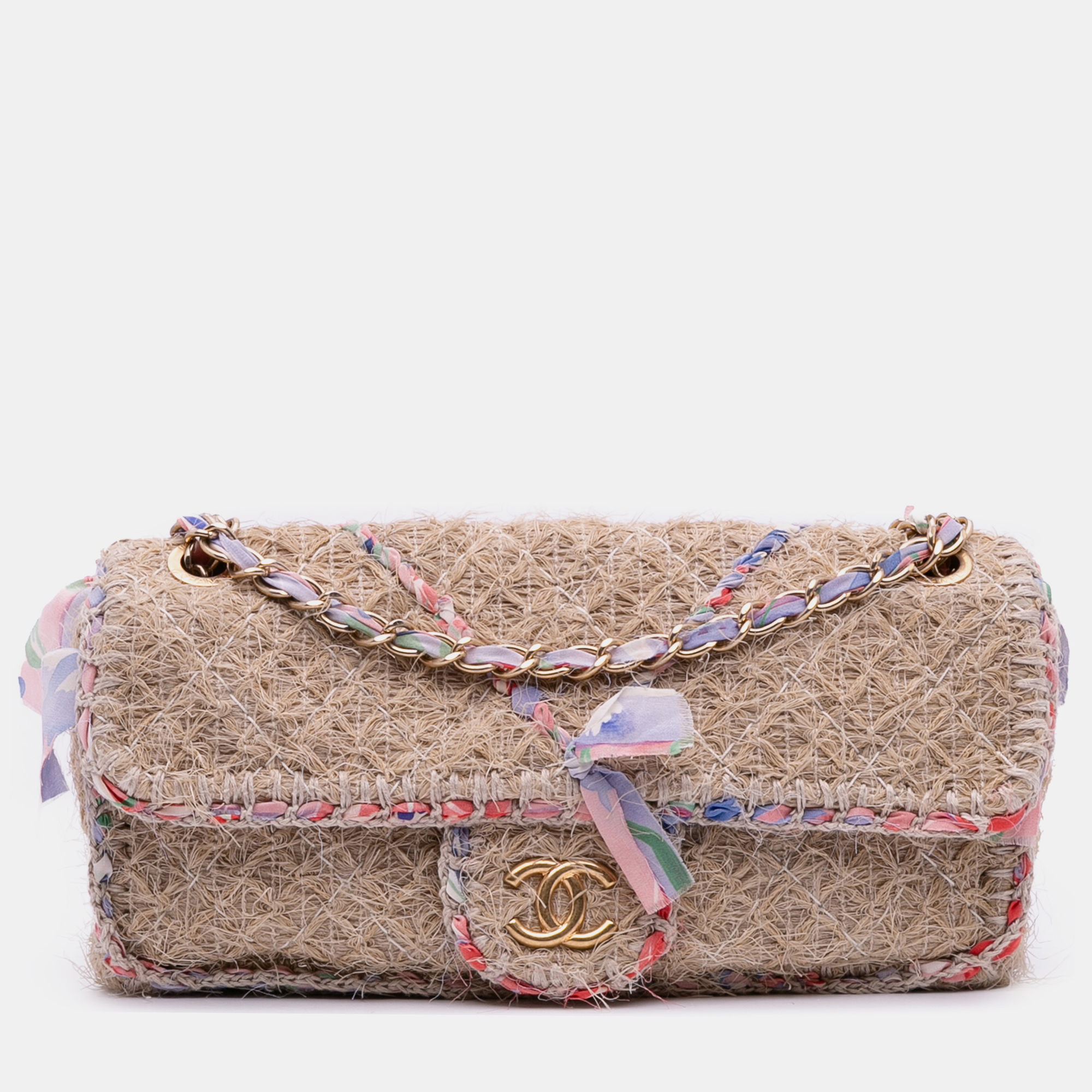 

Chanel Brown CC Straw Country Flap
