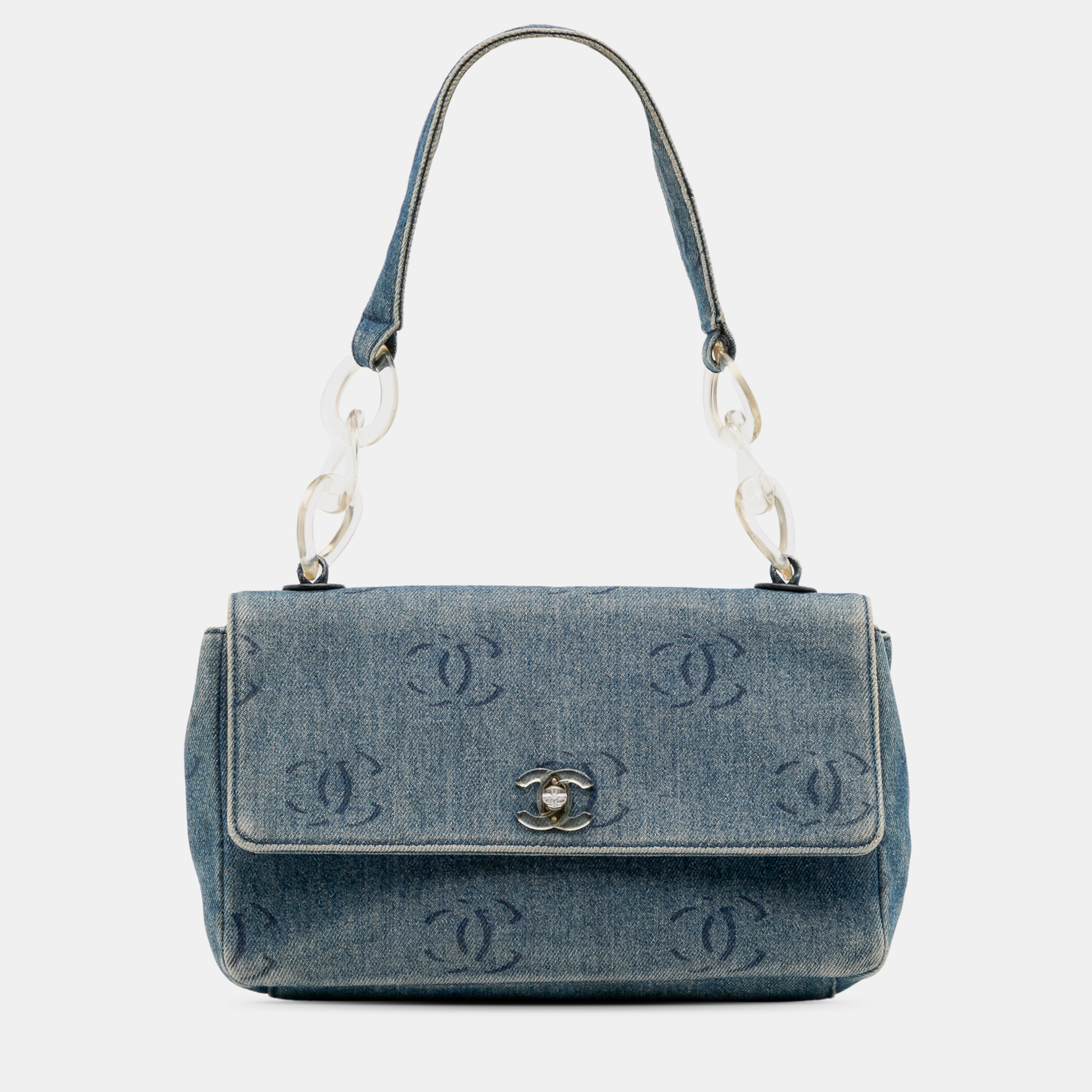 

Chanel Blue CC Printed Denim Single Flap