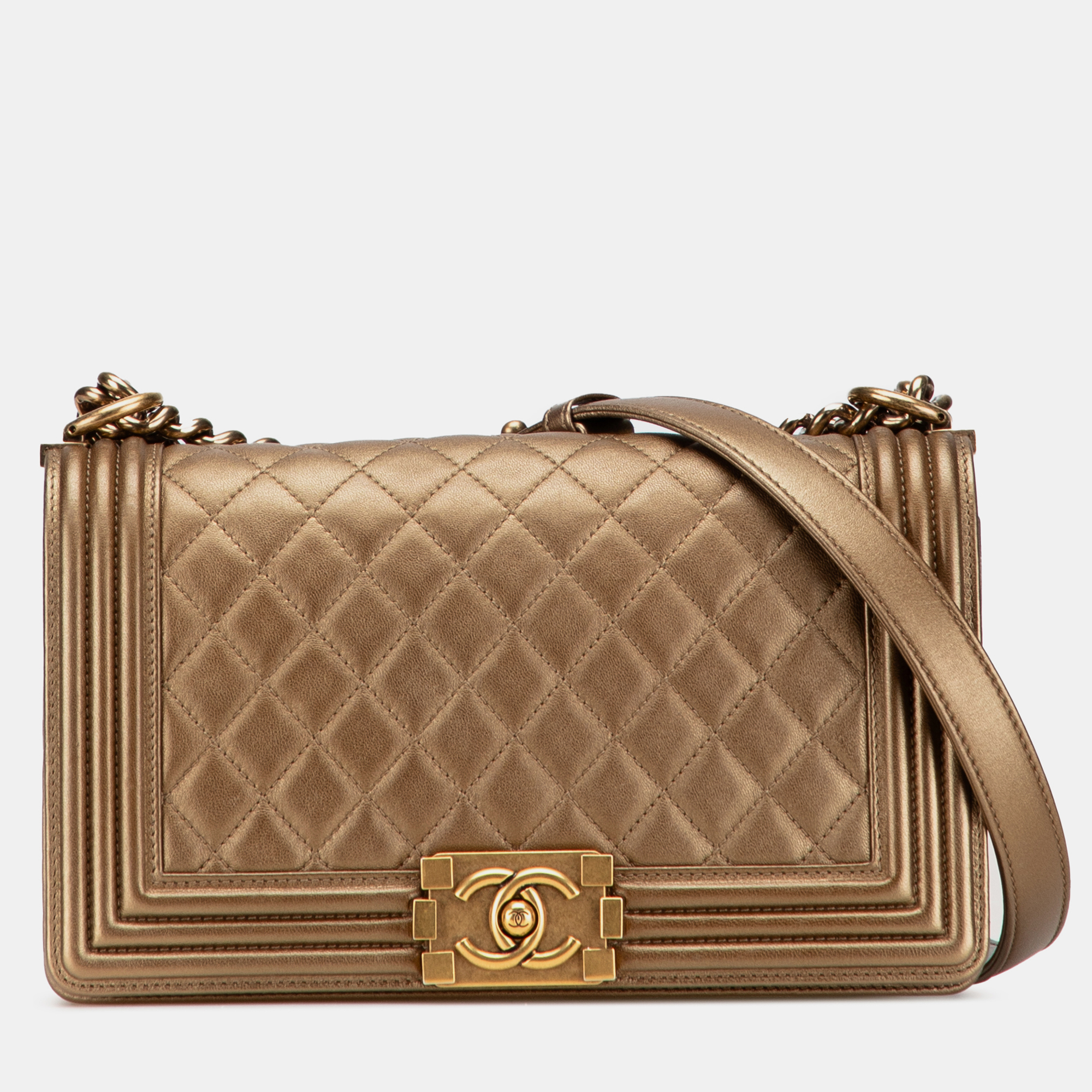 

Chanel Brown Old Medium Quilted Metallic Lambskin Boy Flap