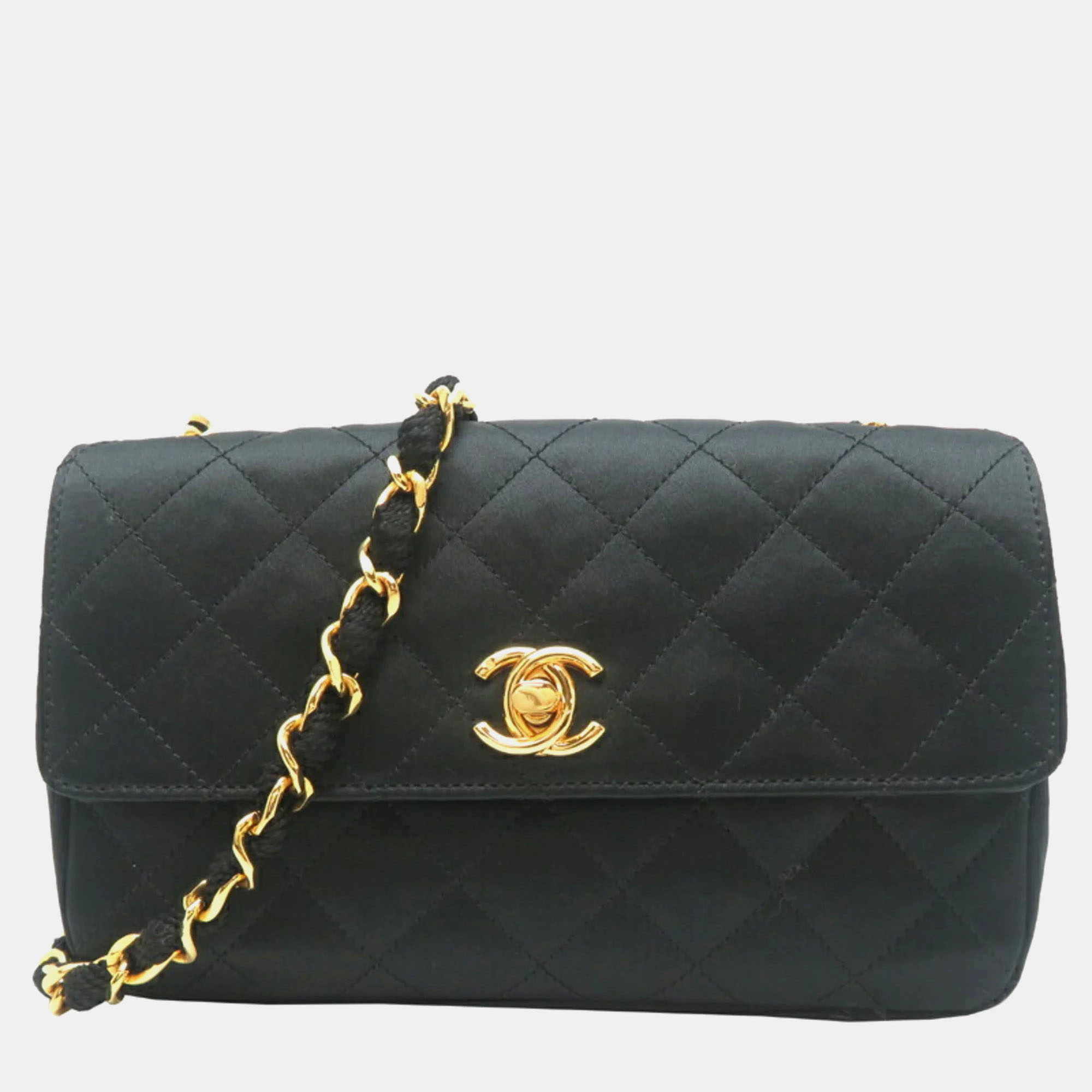

Chanel Matelasse Chain Black Satin Shoulder Bag