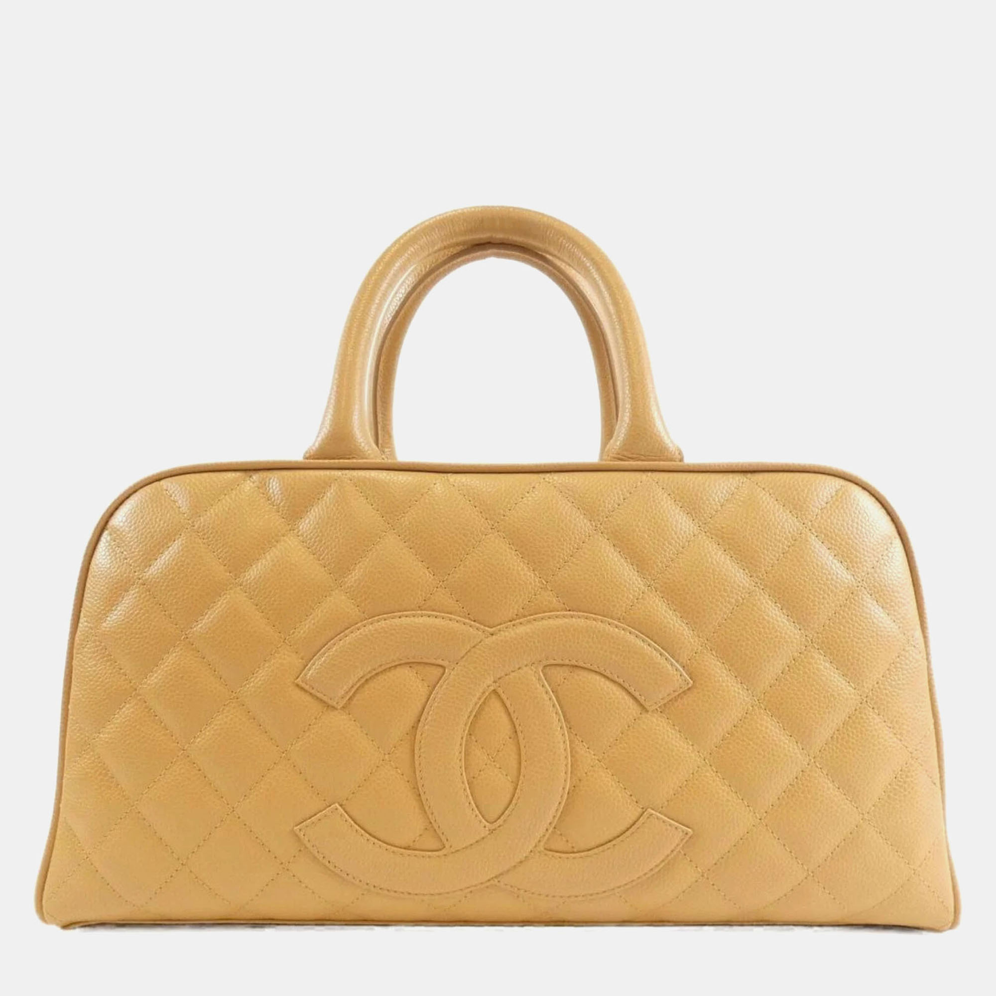 

Chanel CC Beige Grained Leather Boston Bag