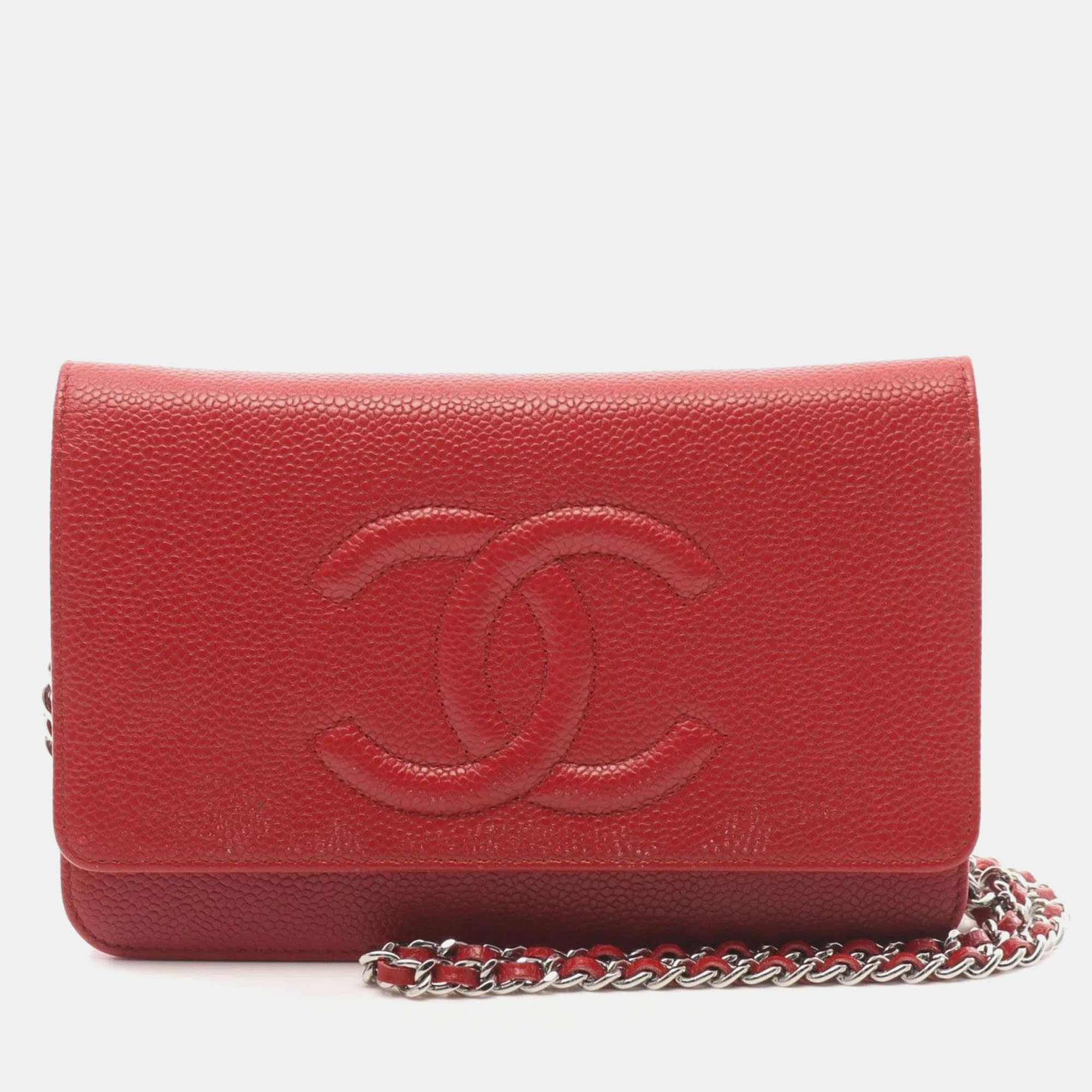 

Chanel CC Red Grained Calfskin Wallet On Chain