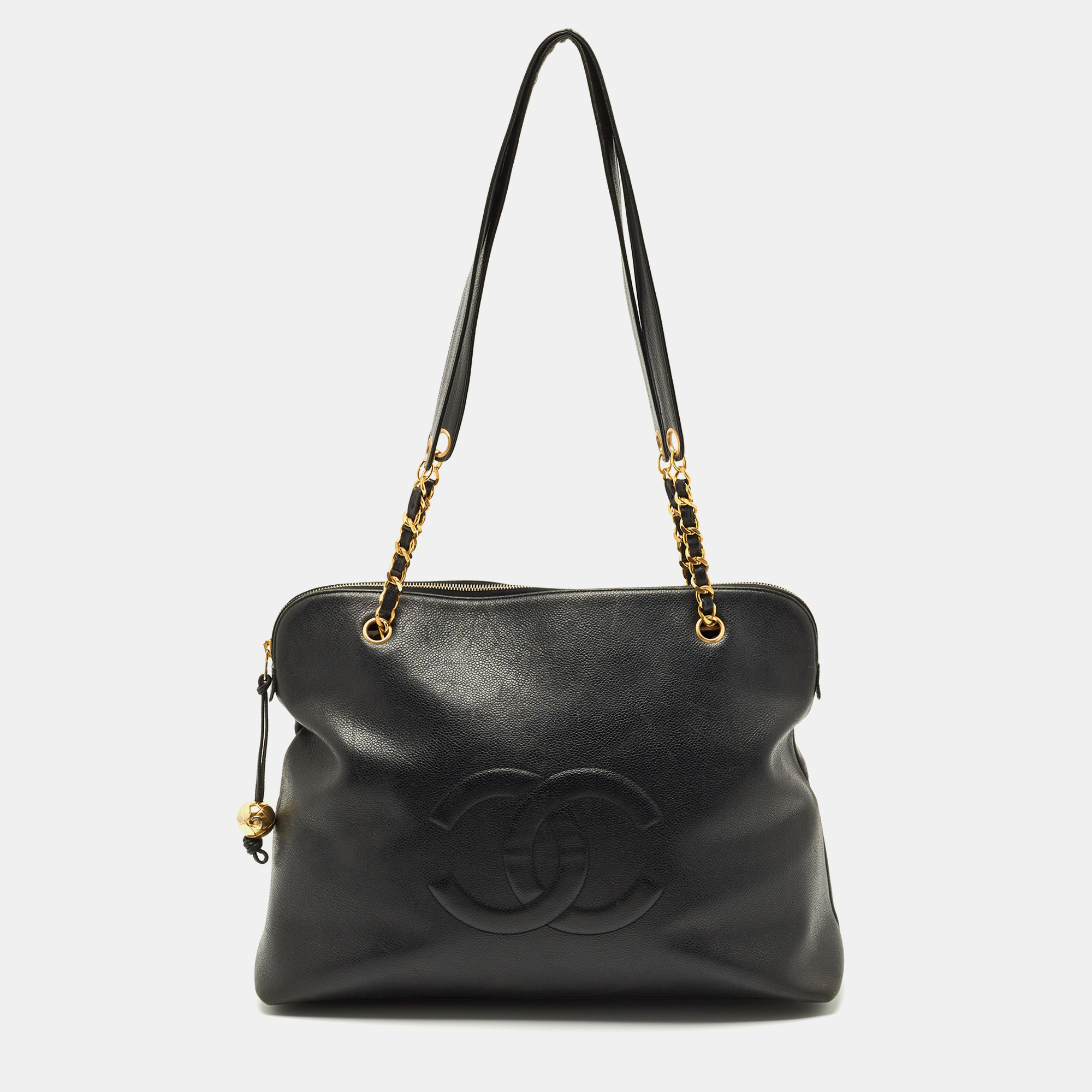 

Chanel Black Leather CC Dome Satchel