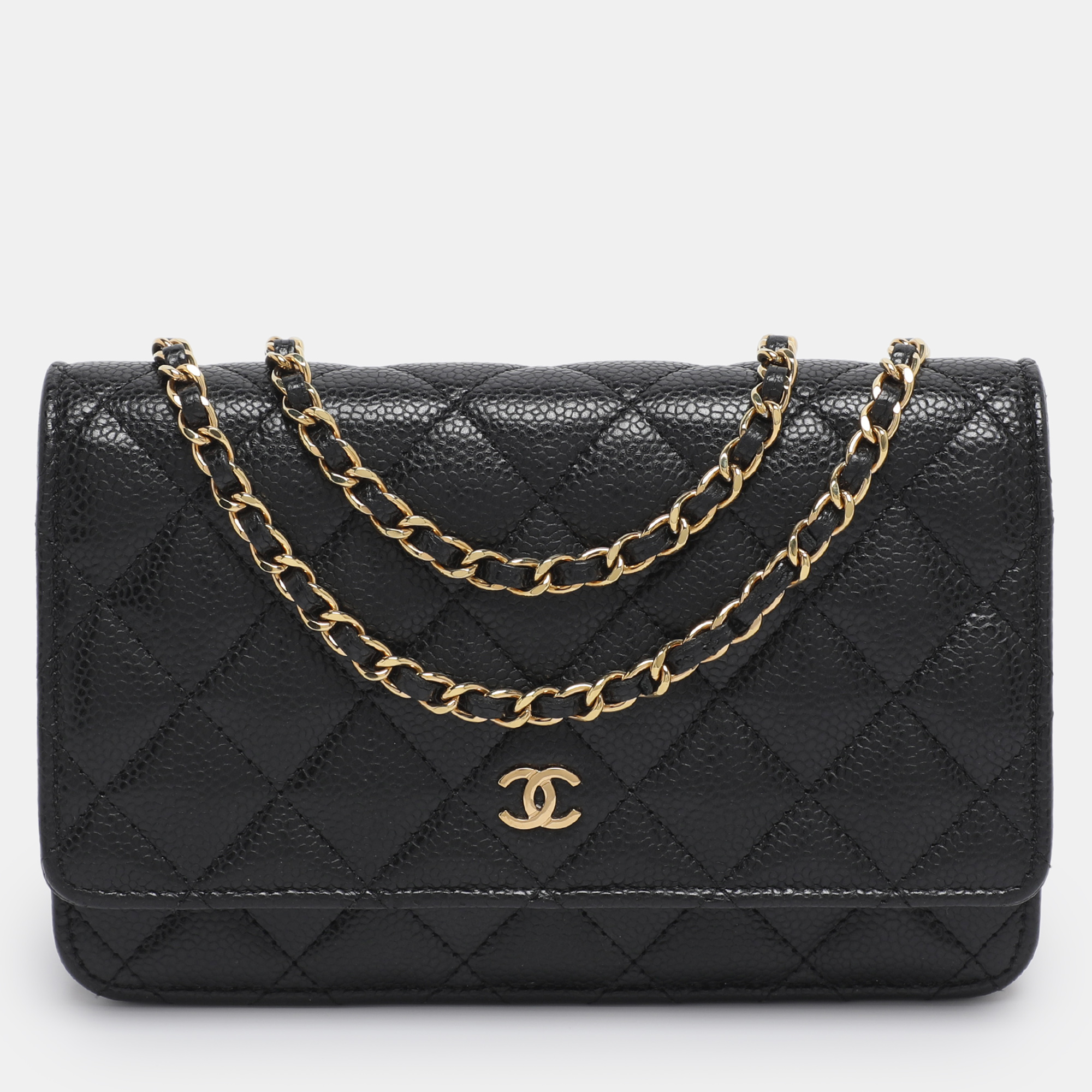

Chanel Black Quilted Caviar Leather CC Wallet On Chain