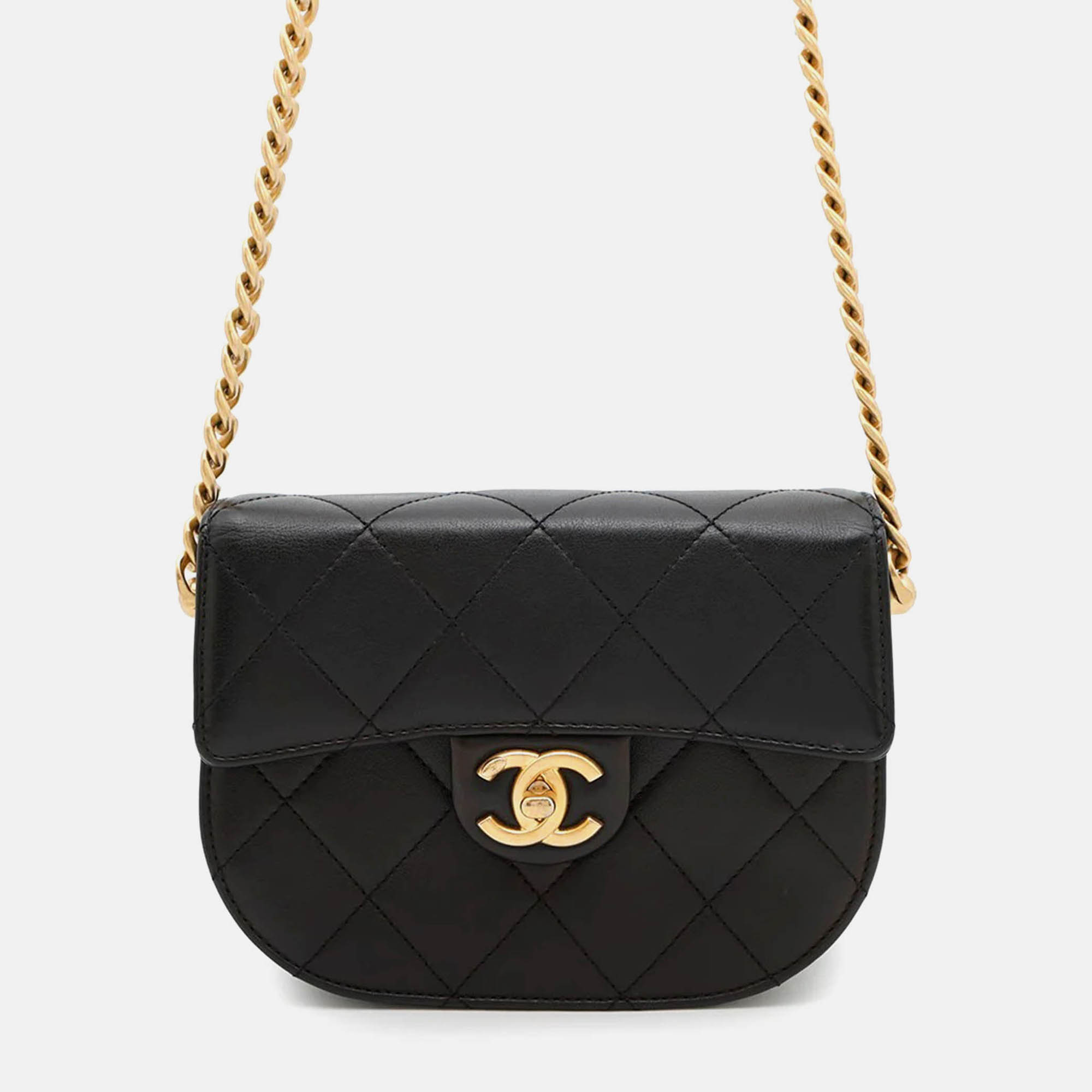 

Chanel Matelasse Chain Shoulder Bag Black Lambskin