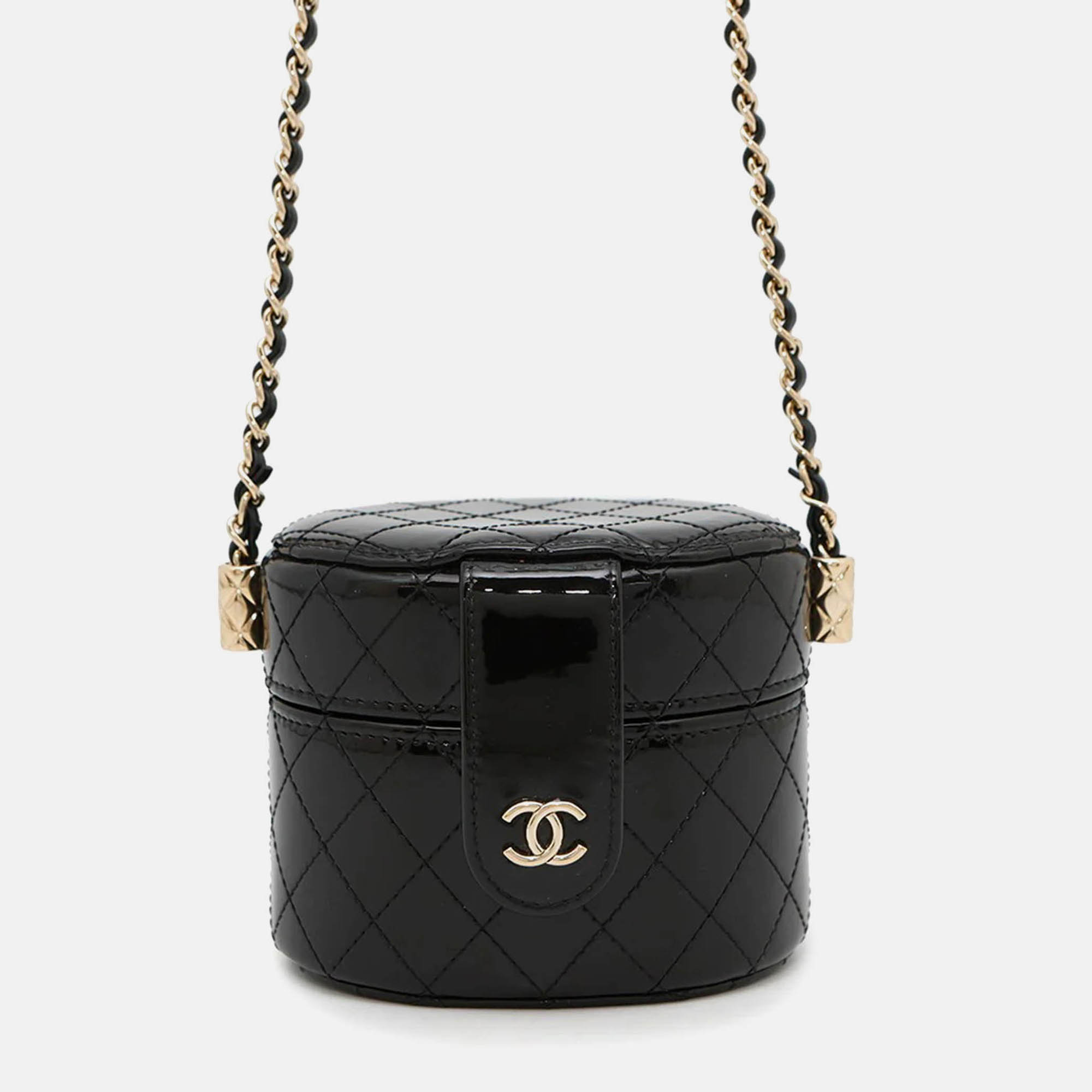 

Chanel Matelasse Mini Chain Vanity Black Patent Leather