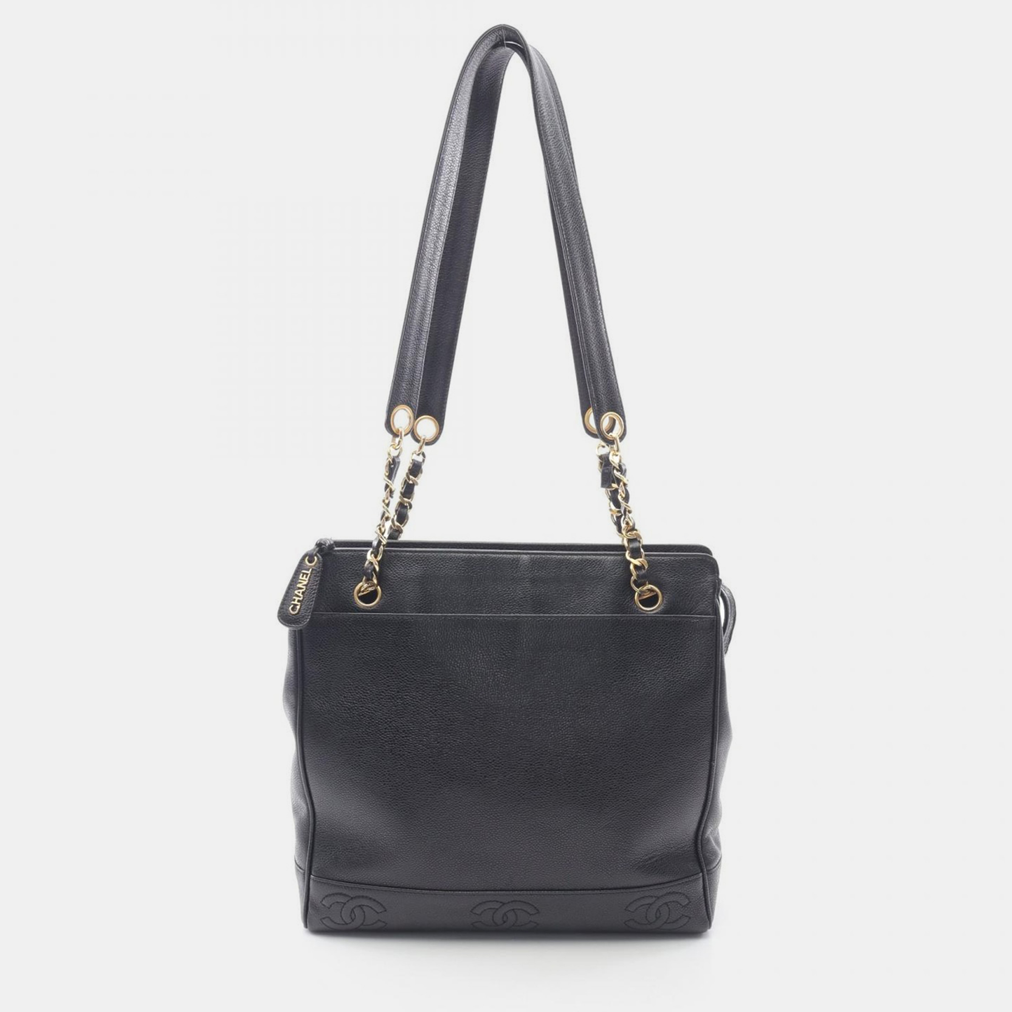 

Chanel Triple Coco Shoulder Tote Bag Calfskin Black Ghw Cc