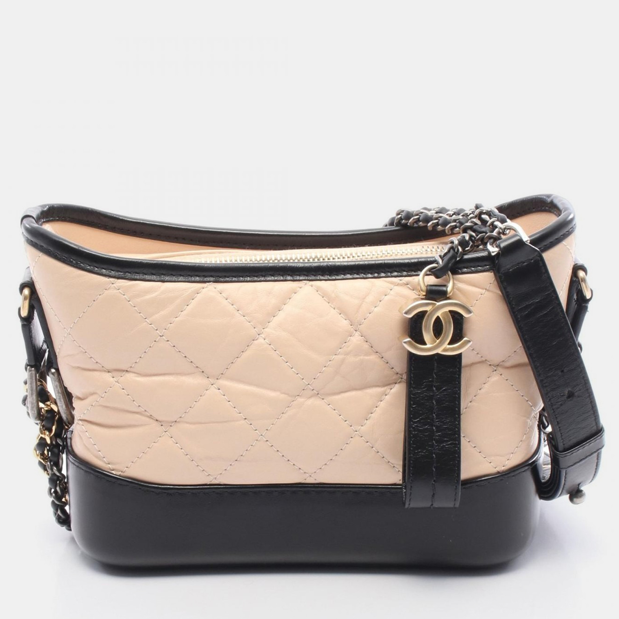 

Chanel Gabriel De Chanel Small Hobo Chain Shoulder Bag Leather Beige Black