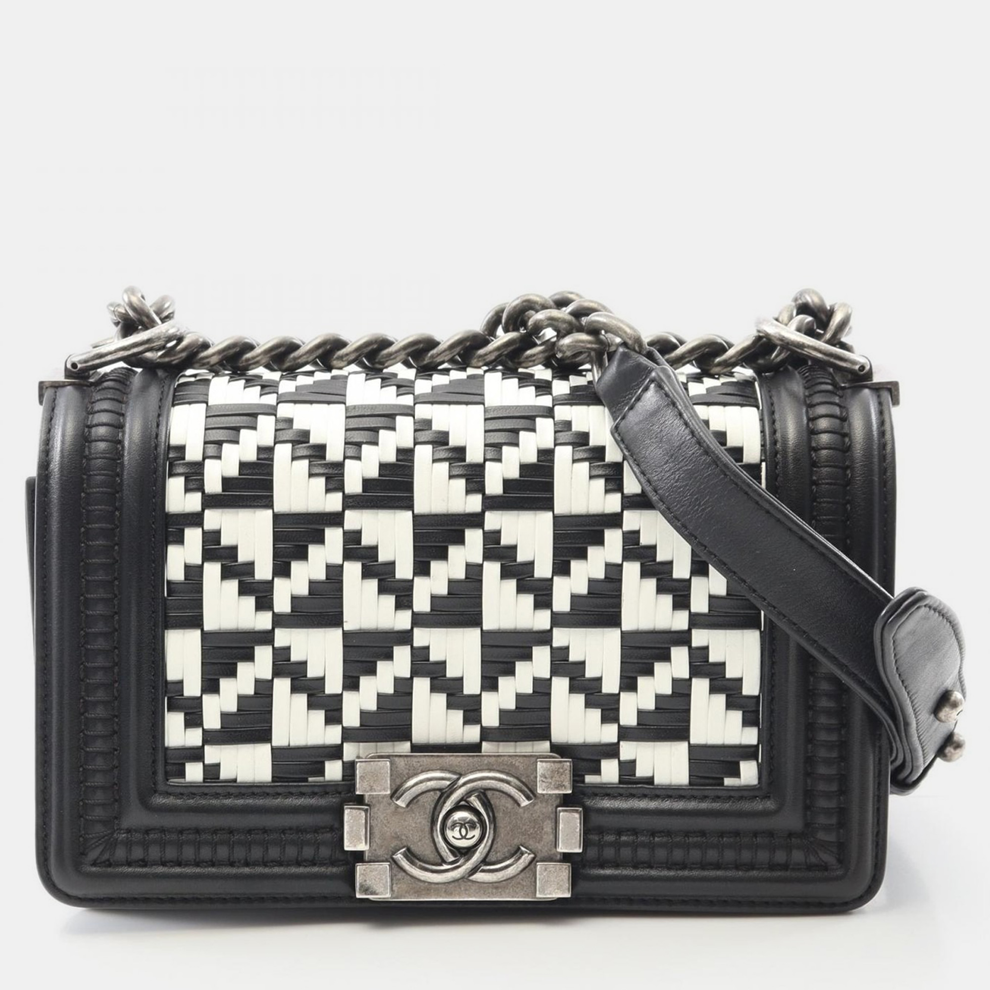 

Chanel Boy Chanel Small Chain Shoulder Bag Lambskin Black White
