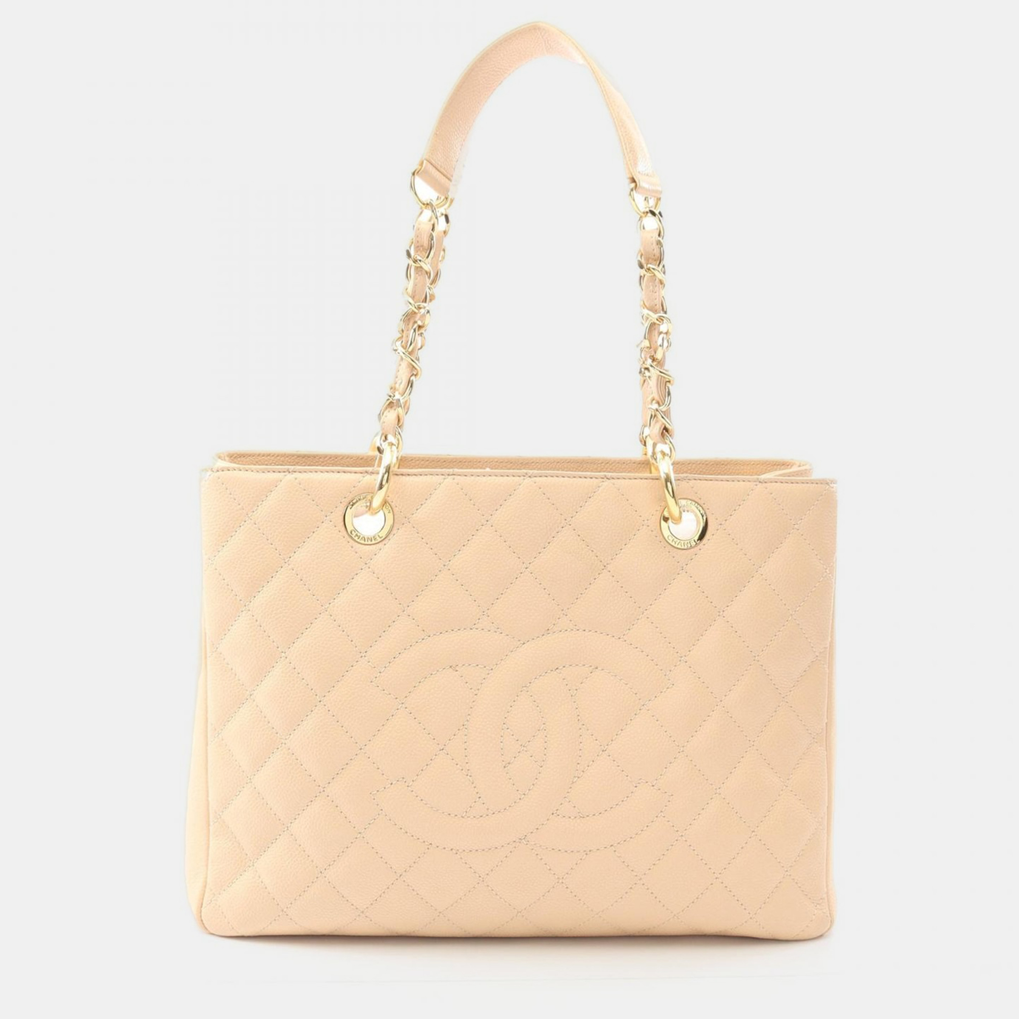 

Chanel Matelasse Grand Shopping Gst Chain Tote Bag A50995 Leather Beige Ghw
