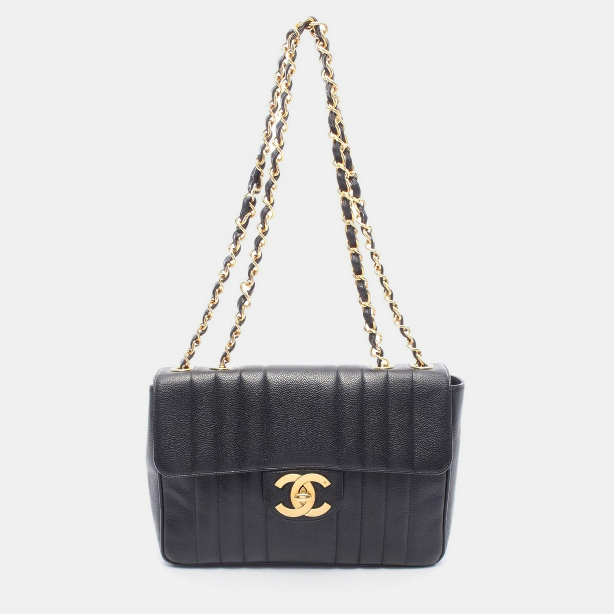 

Chanel Mademoiselle Jumbo CC Calfskin Black Chain Shoulder Bag
