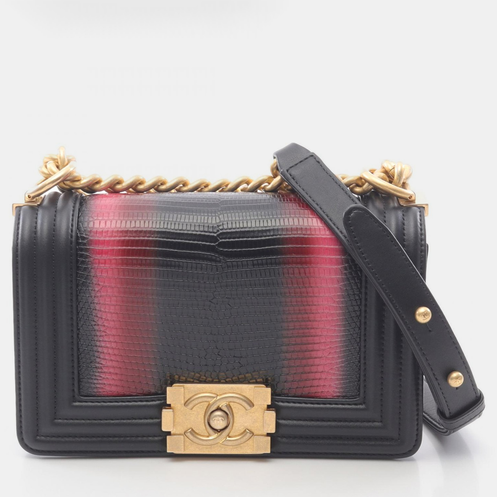 

Chanel Boy Chanel Small Chain Shoulder Bag Leather Black Red