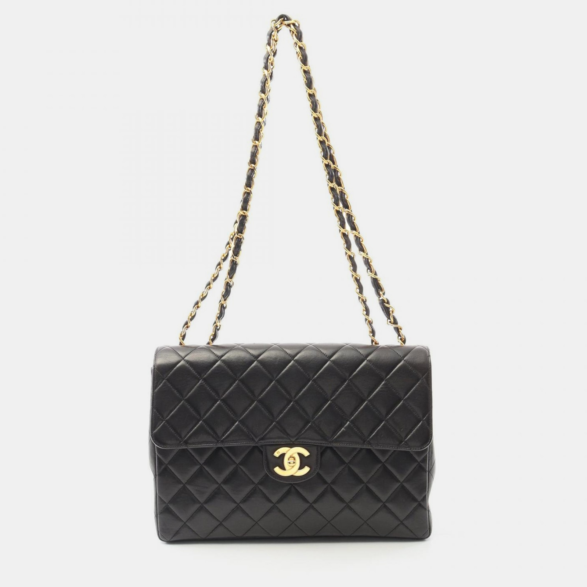 

Chanel Jumbo Matelasse 30 Single Flap Chain Shoulder Bag Lambskin, Black